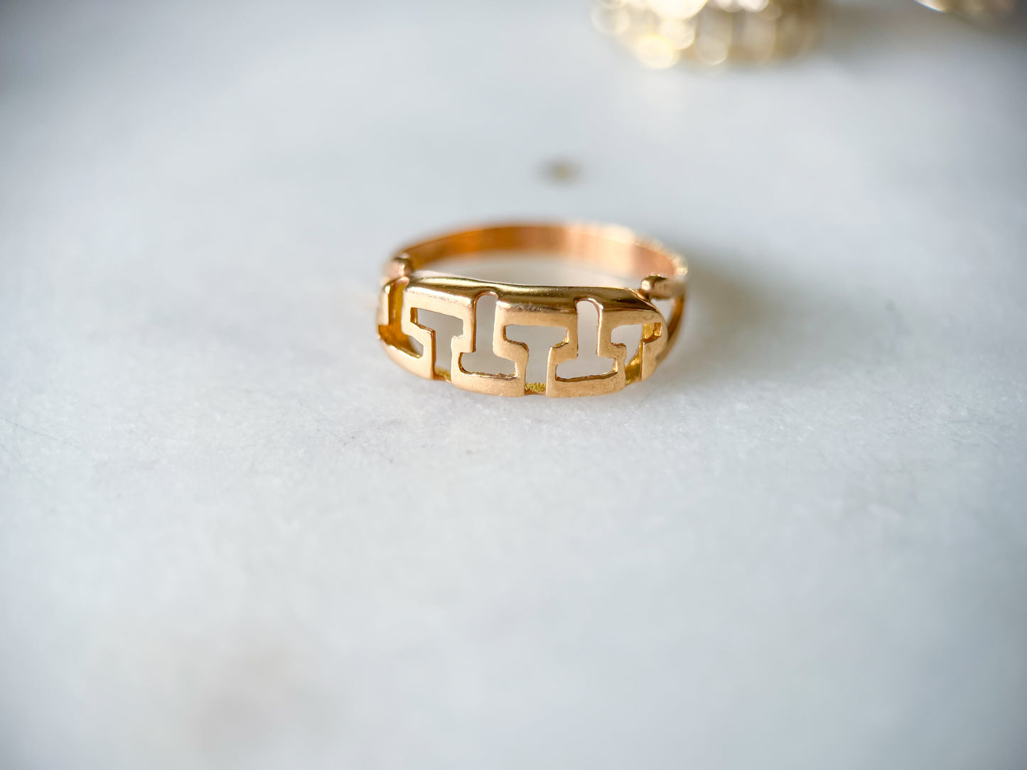 Vintage Geometric 14k Yellow Gold Ring