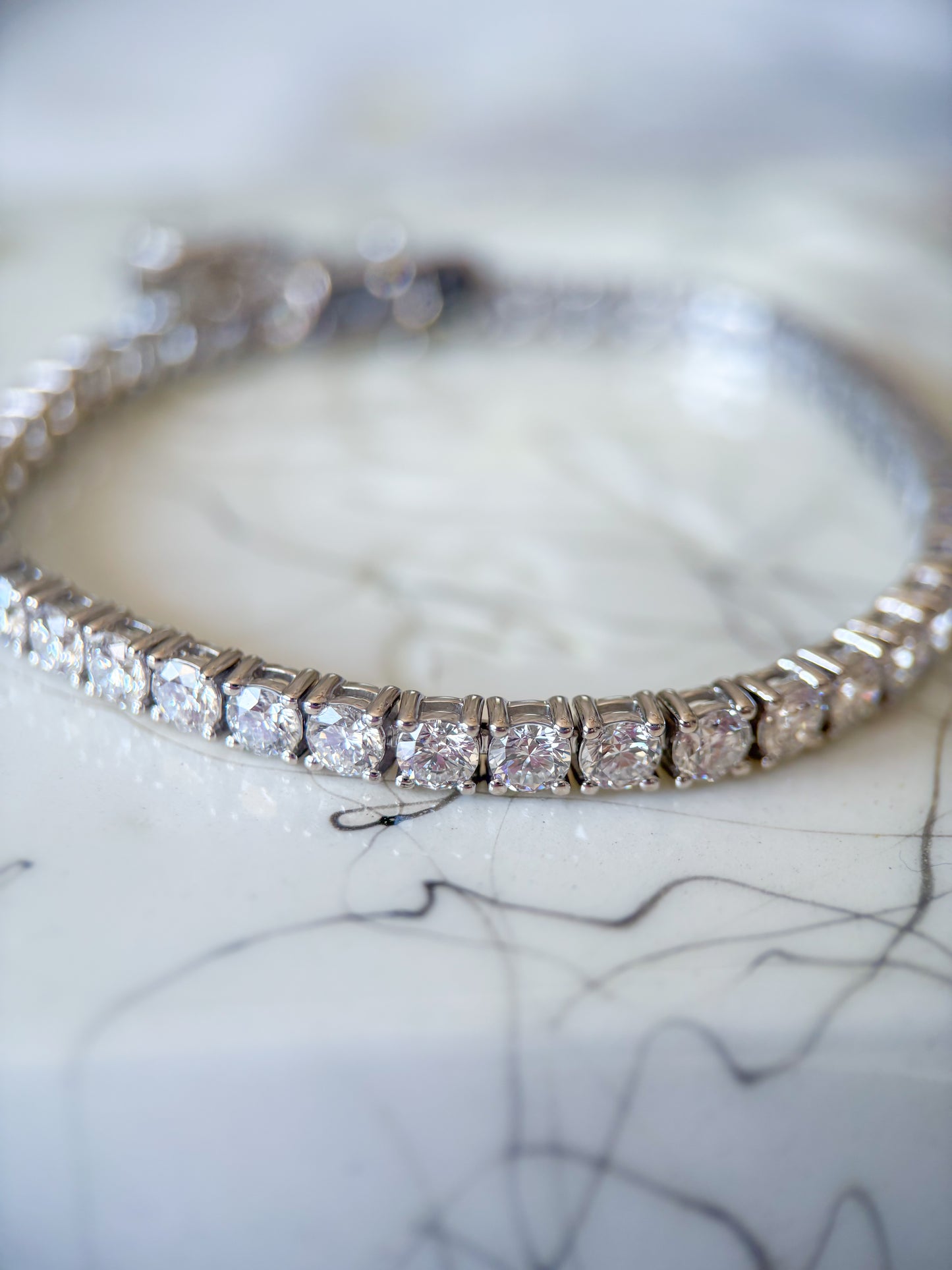 Lab Grown Round Diamond 14k White Gold 6 Carat Tennis Bracelet