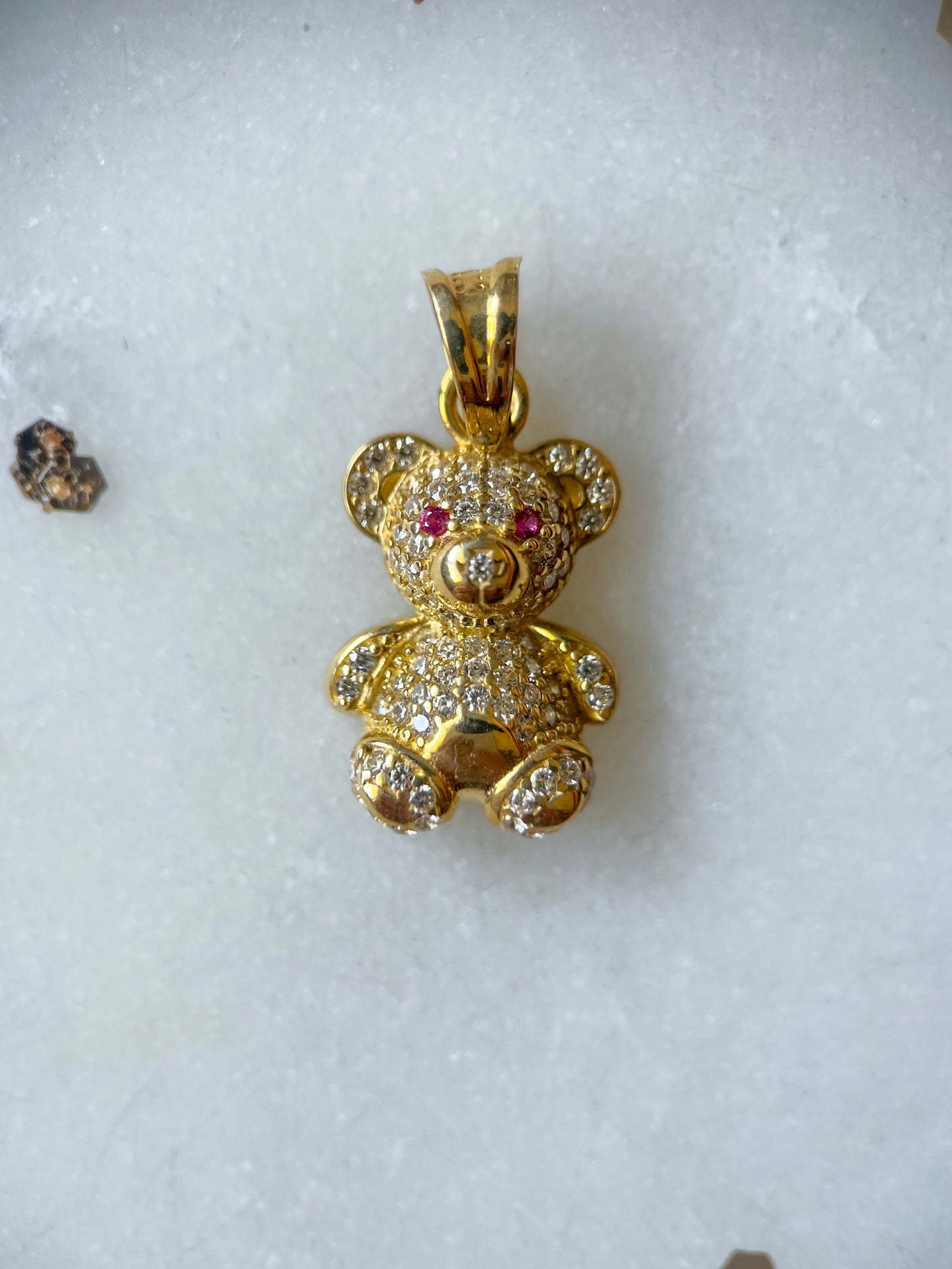 Sweet Teddy Bear with CZs 10k Yellow Gold Charm