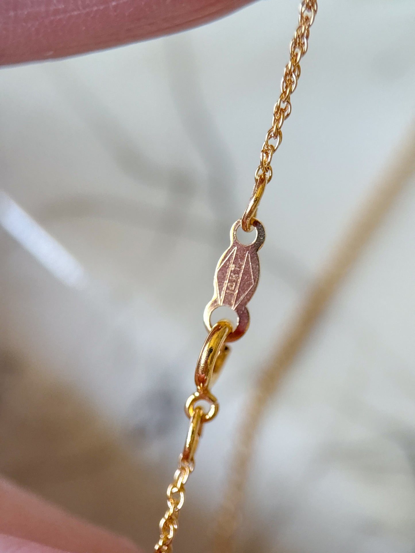 Vintage Natural Diamond Heart 14k Yellow Gold Charm with Chain