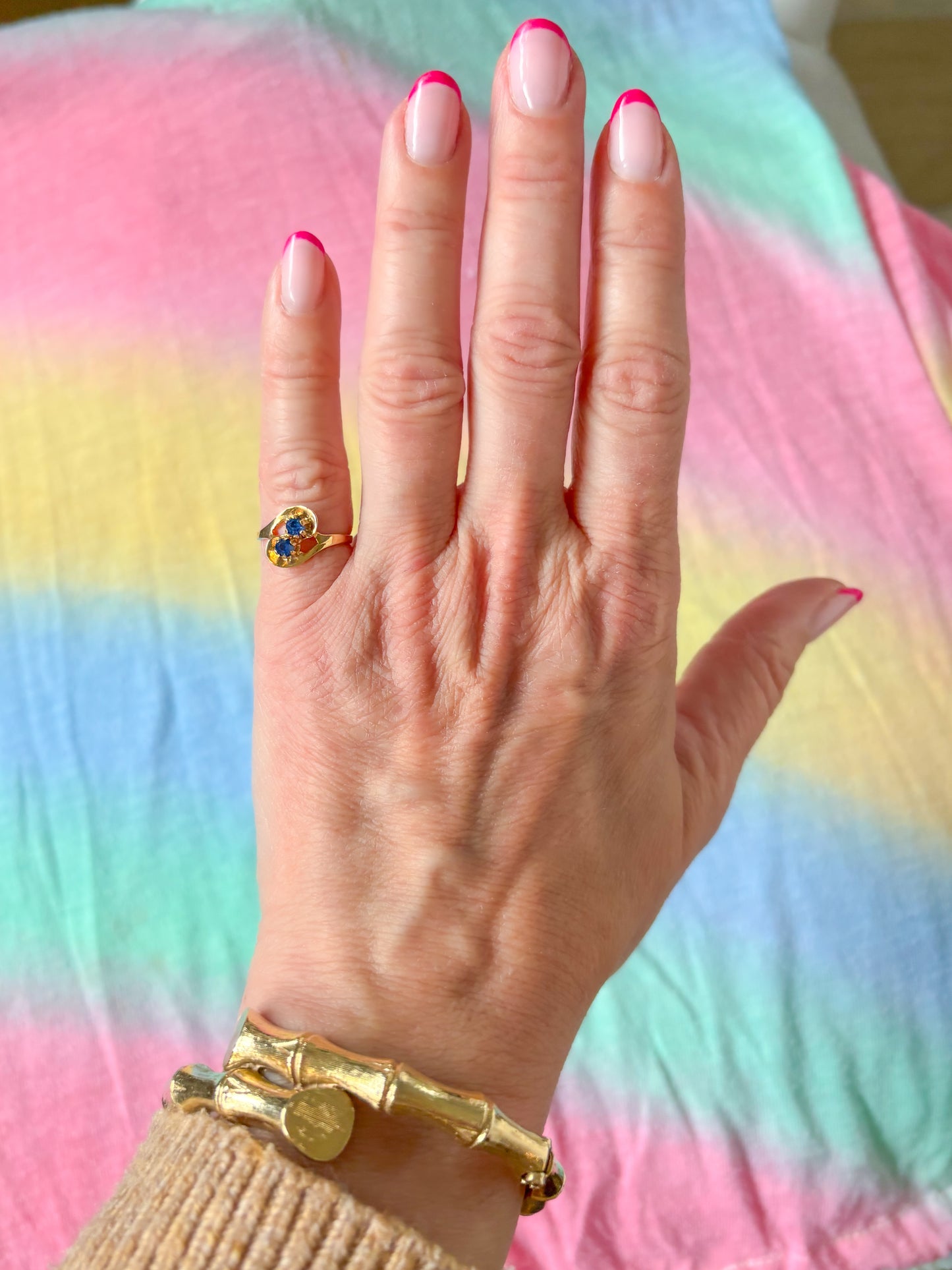 Vintage Blue Stone 14k Yellow Gold Pinky Ring