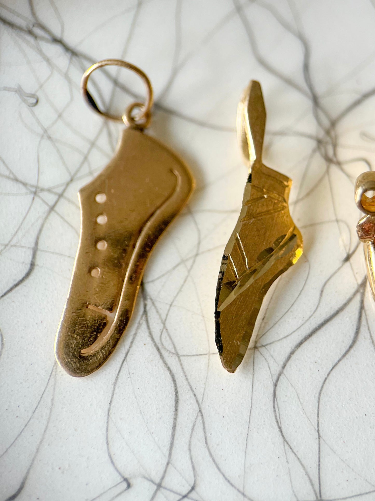 Vintage Sneaker and Ballet Shoe 14k Yellow Gold Charms