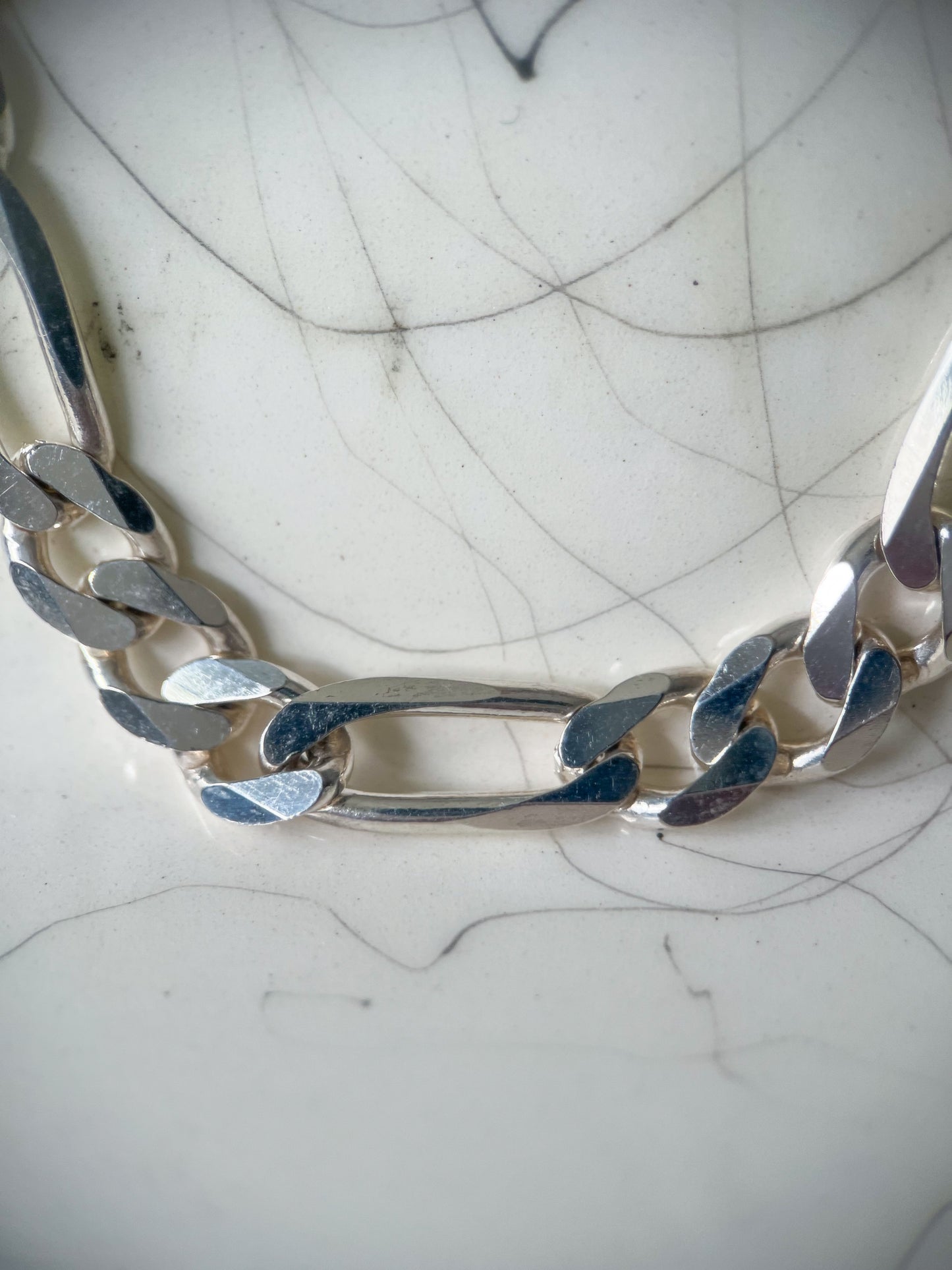Vintage Figaro Chain Sterling Silver 20 Inch Chain Necklace, circa 1990s