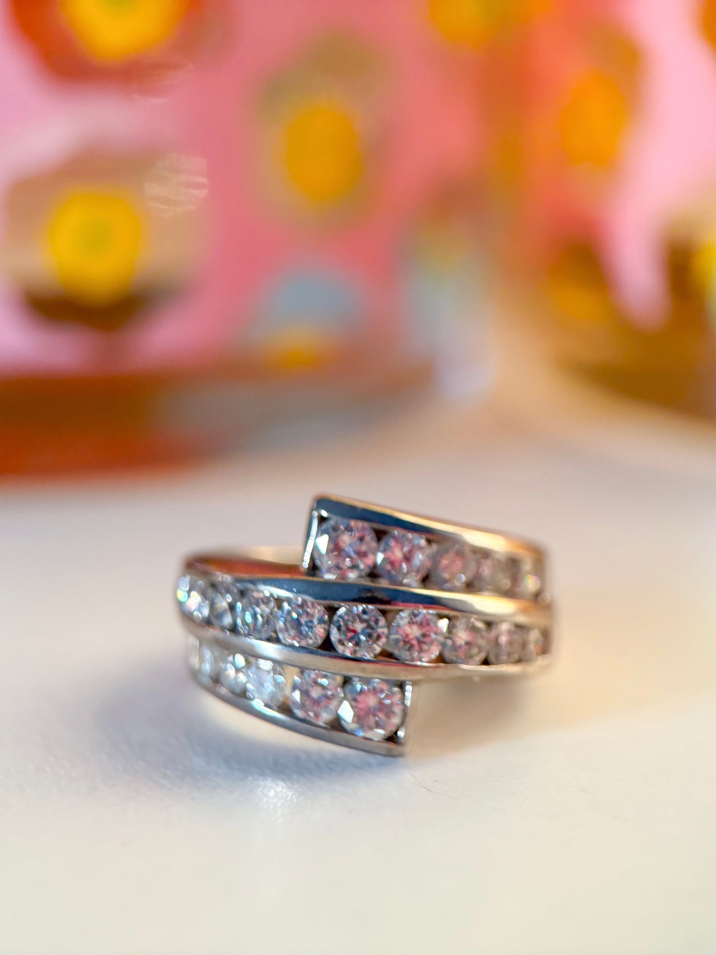 Vintage Natural Diamond 14k White Gold Ring