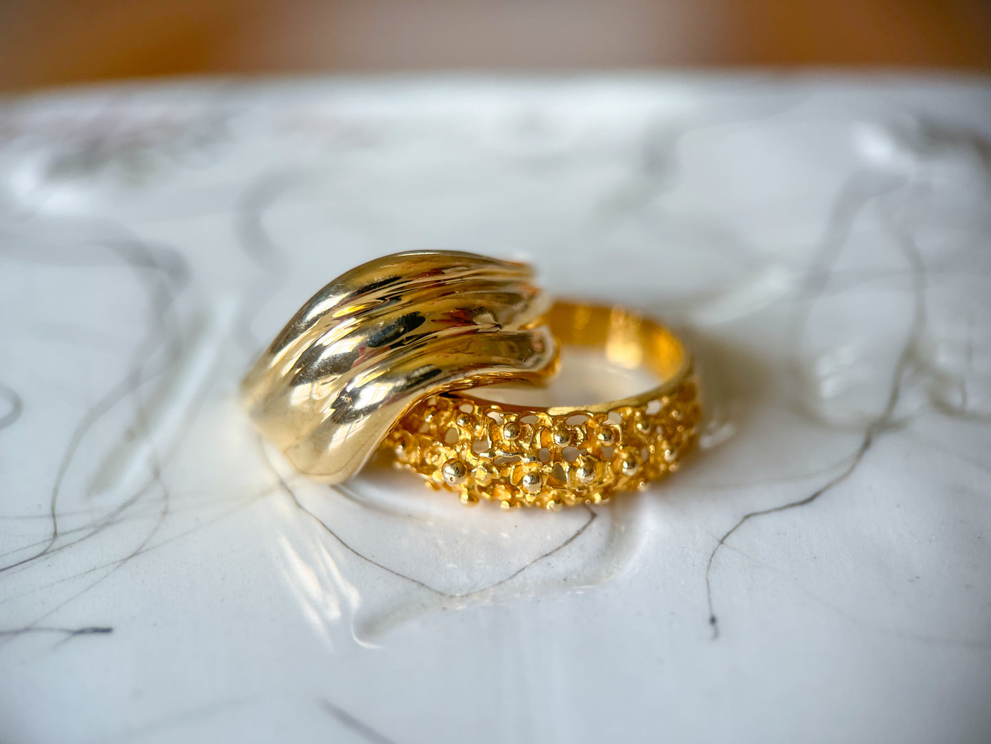 Vintage 14k Yellow Gold Nugget Ring