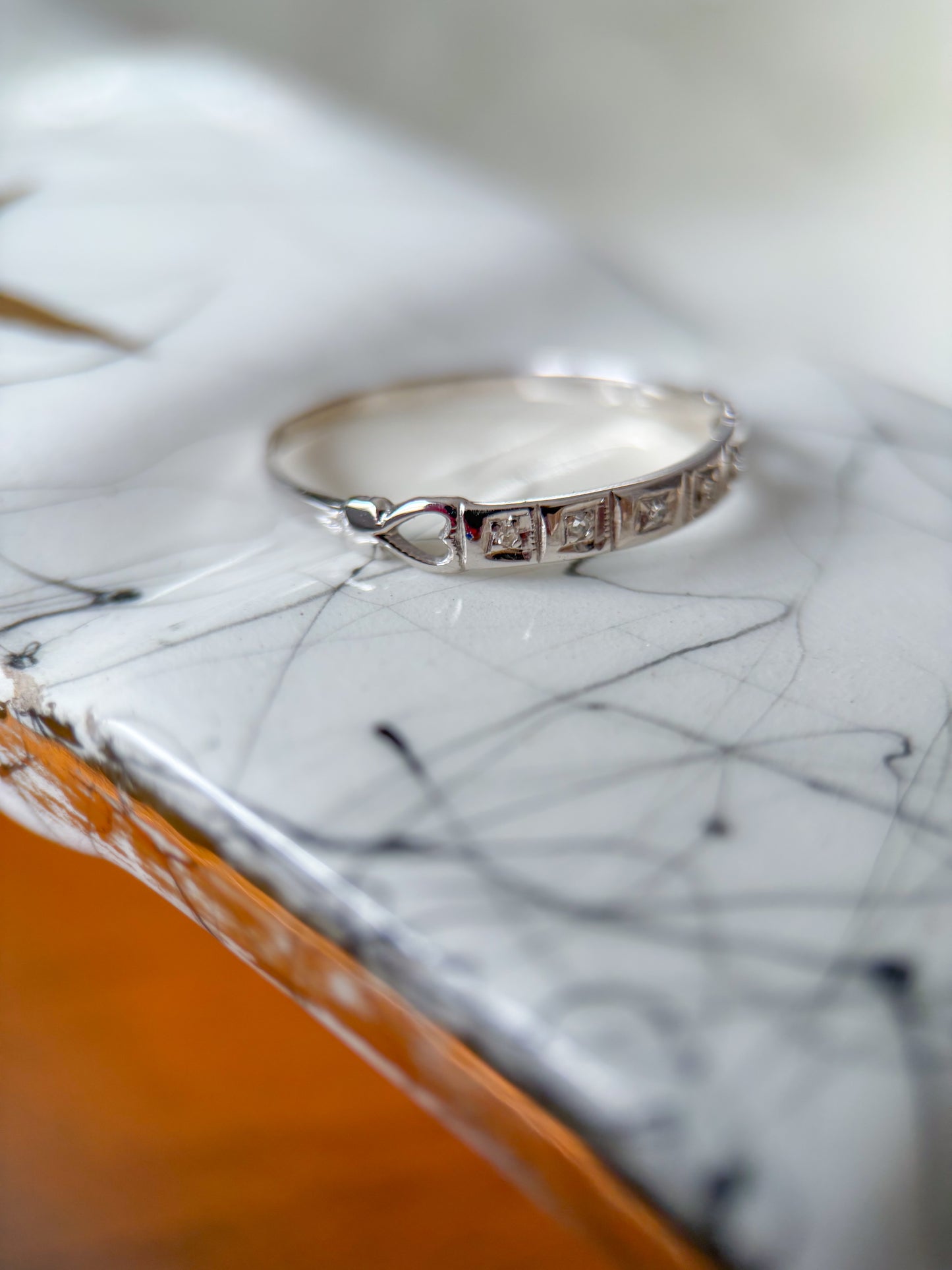 Vintage Natural Diamond 14k White Gold Ring