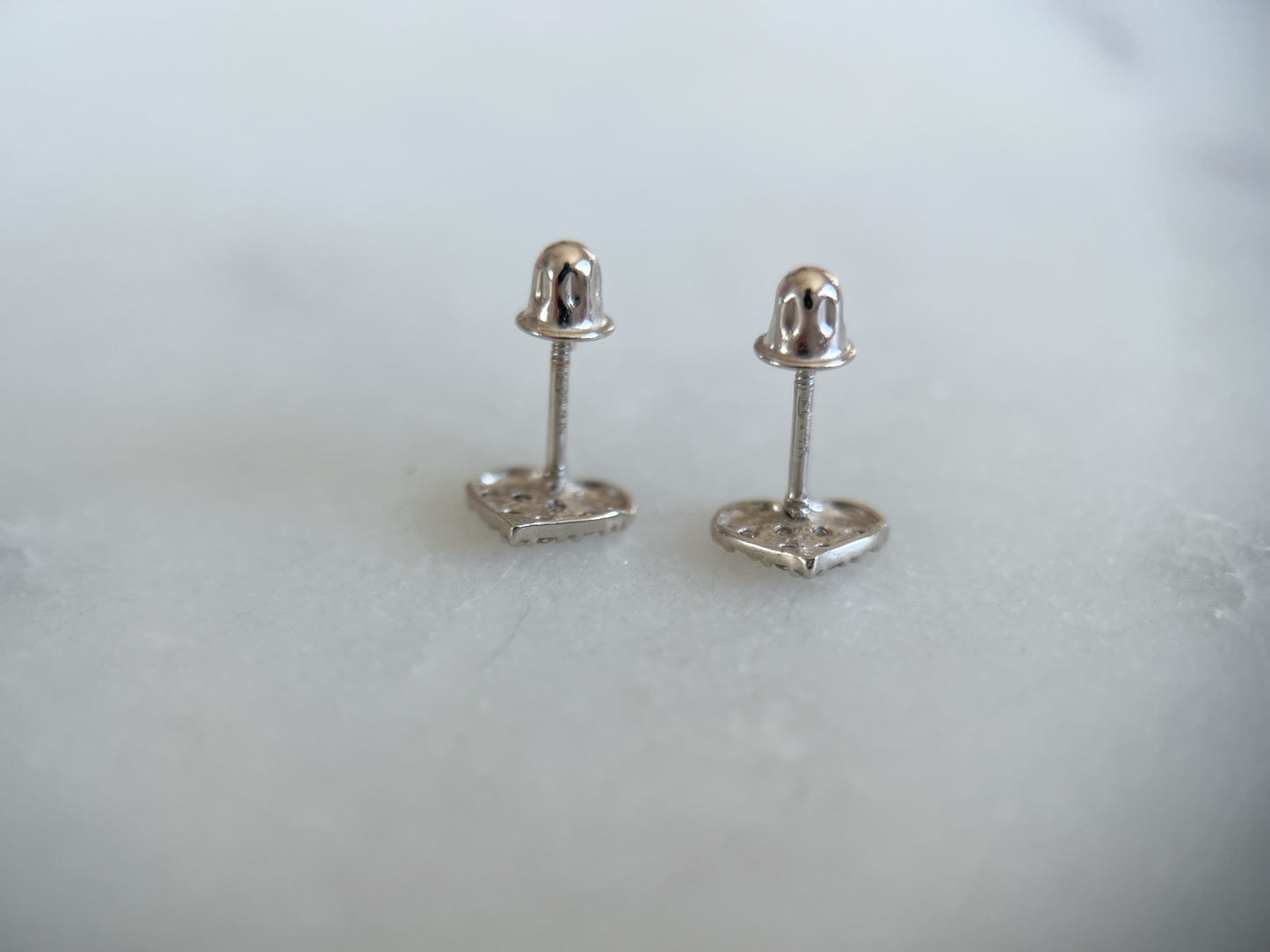 Various Mini 14k White Gold Studs - Hearts with White CZ