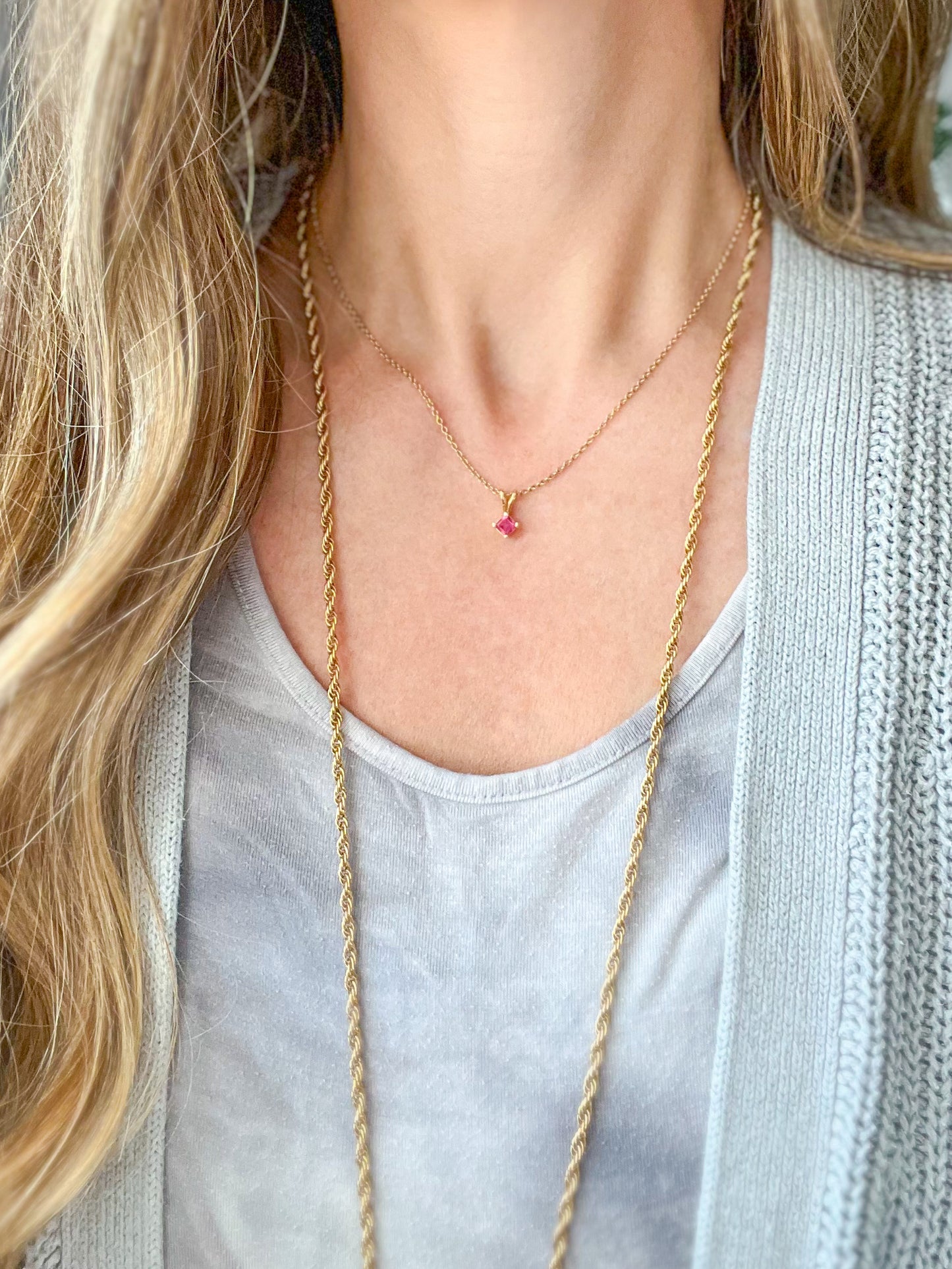 Vintage Square Tourmaline 14k Yellow Gold Charm