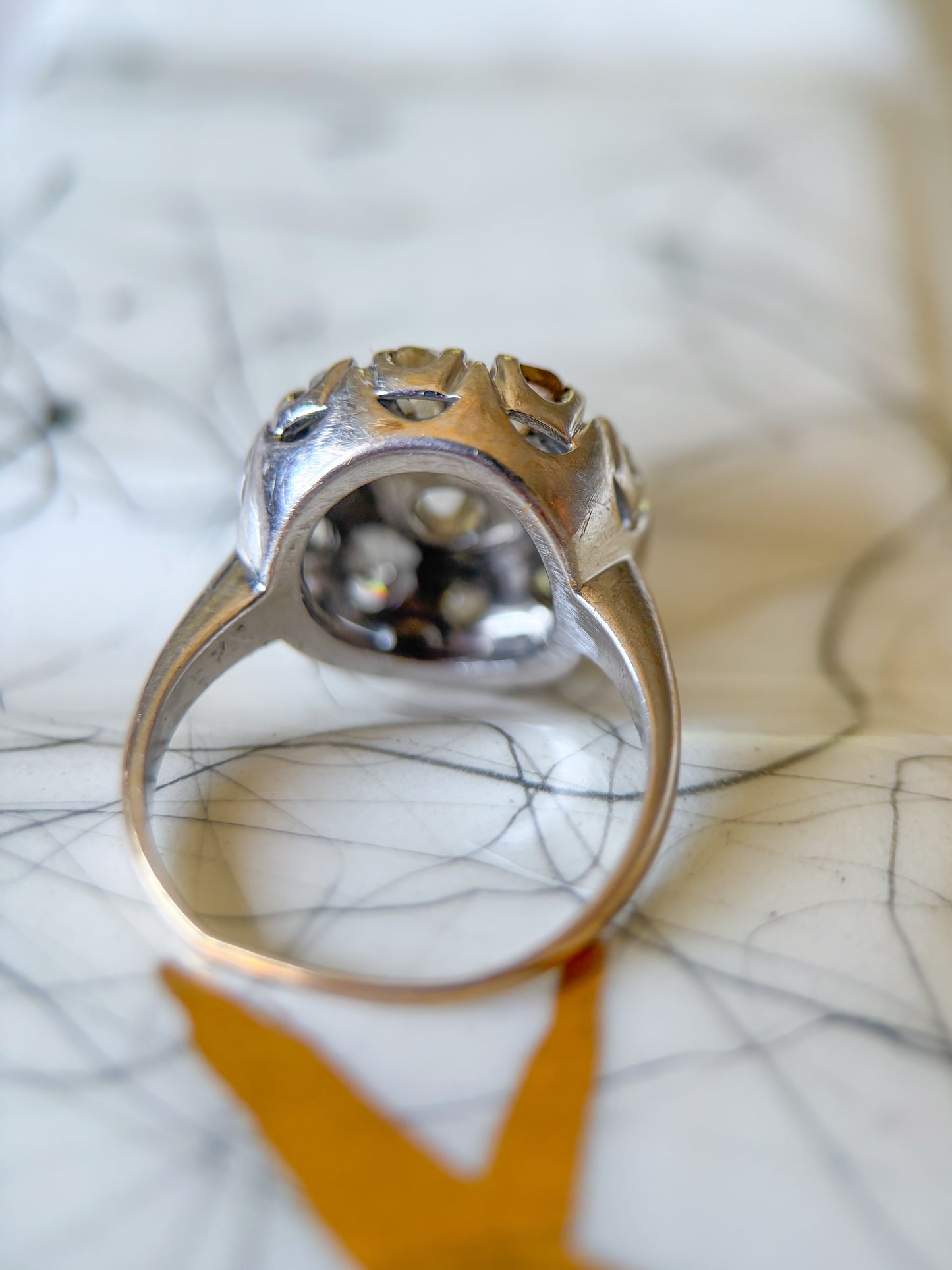 Antique Natural Old Miner Diamond 14k White Gold Ring