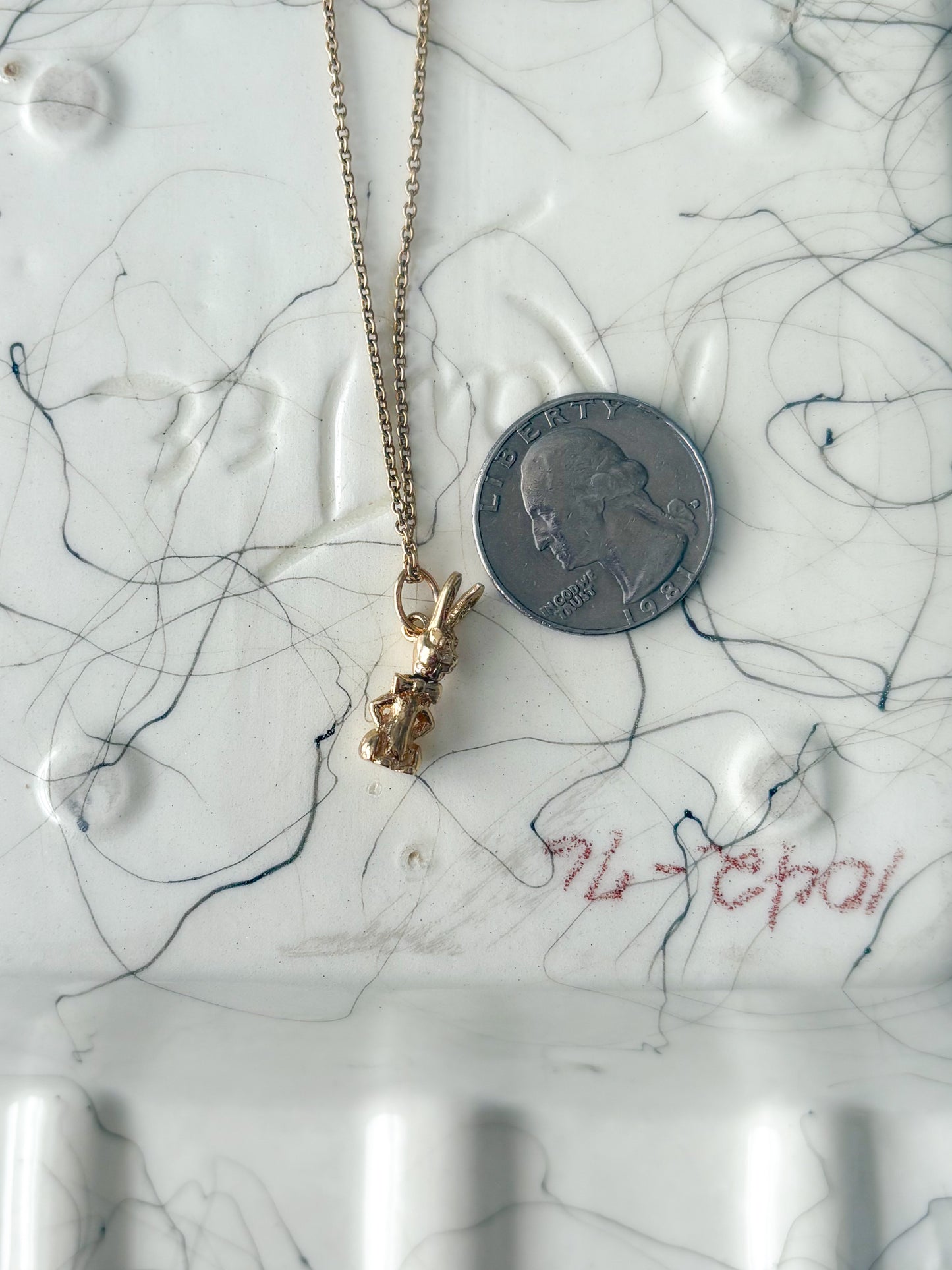 Vintage Bunny Rabbit with Moveable Head 14k Yellow Gold Charm