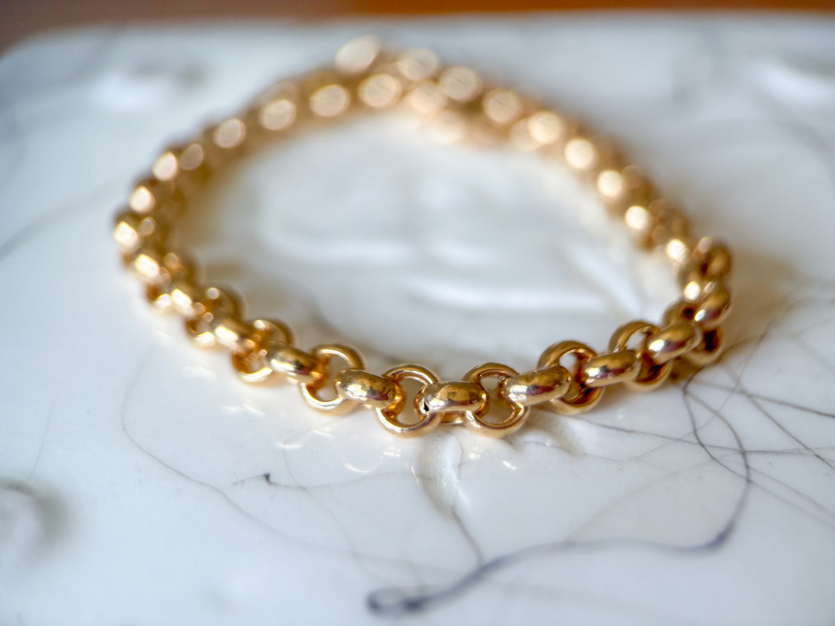 Vintage Rolo Chain 14k Yellow Gold 7 Inch Bracelet