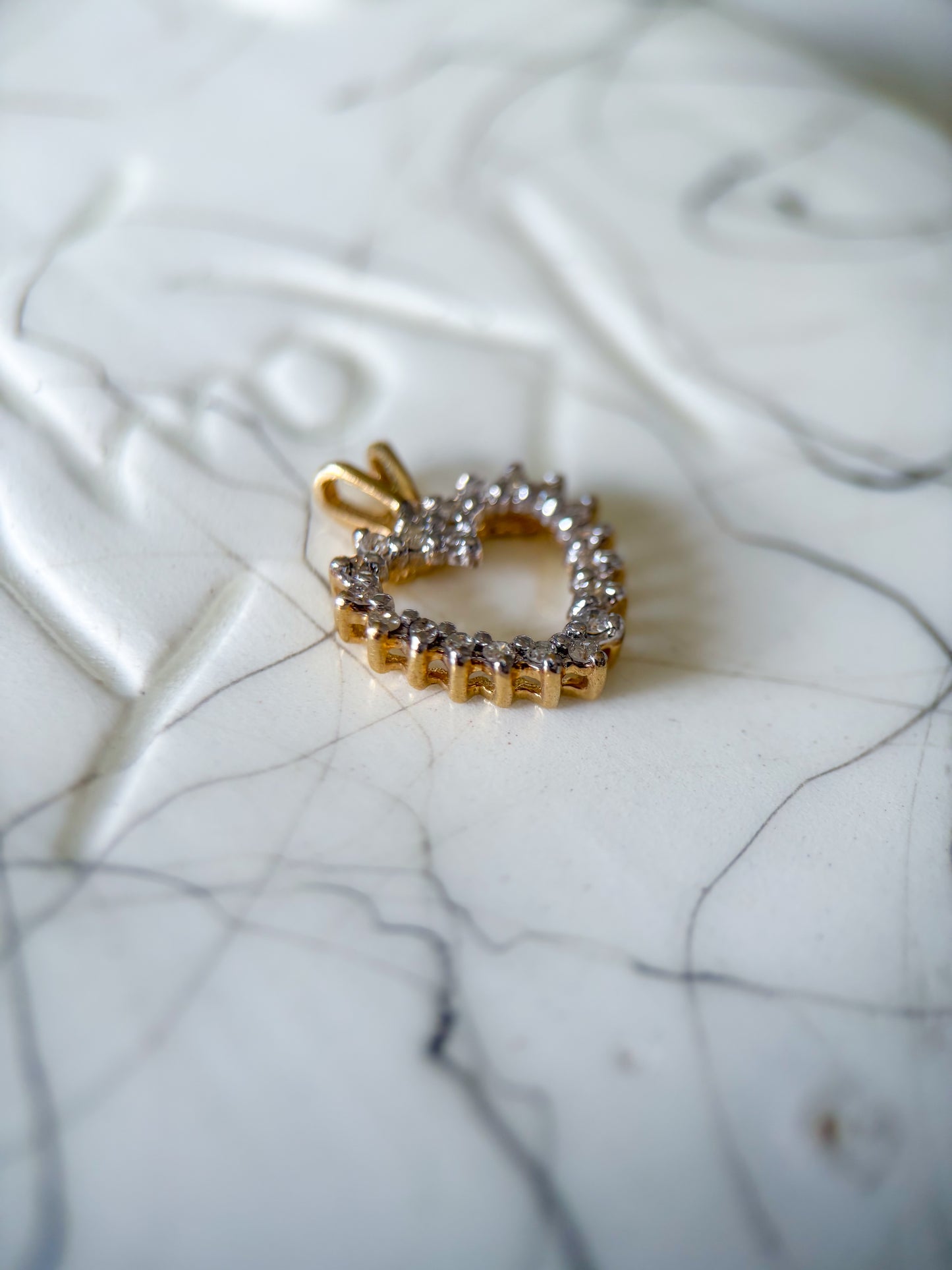 Vintage Heart Natural Diamond 10k Yellow Gold Charm