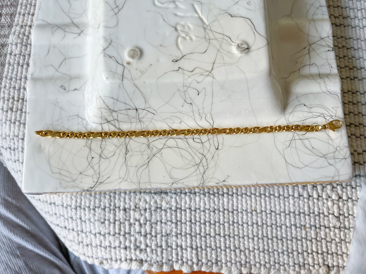 Vintage Heavy 18k Yellow Gold Chain 8.5 Inch Bracelet