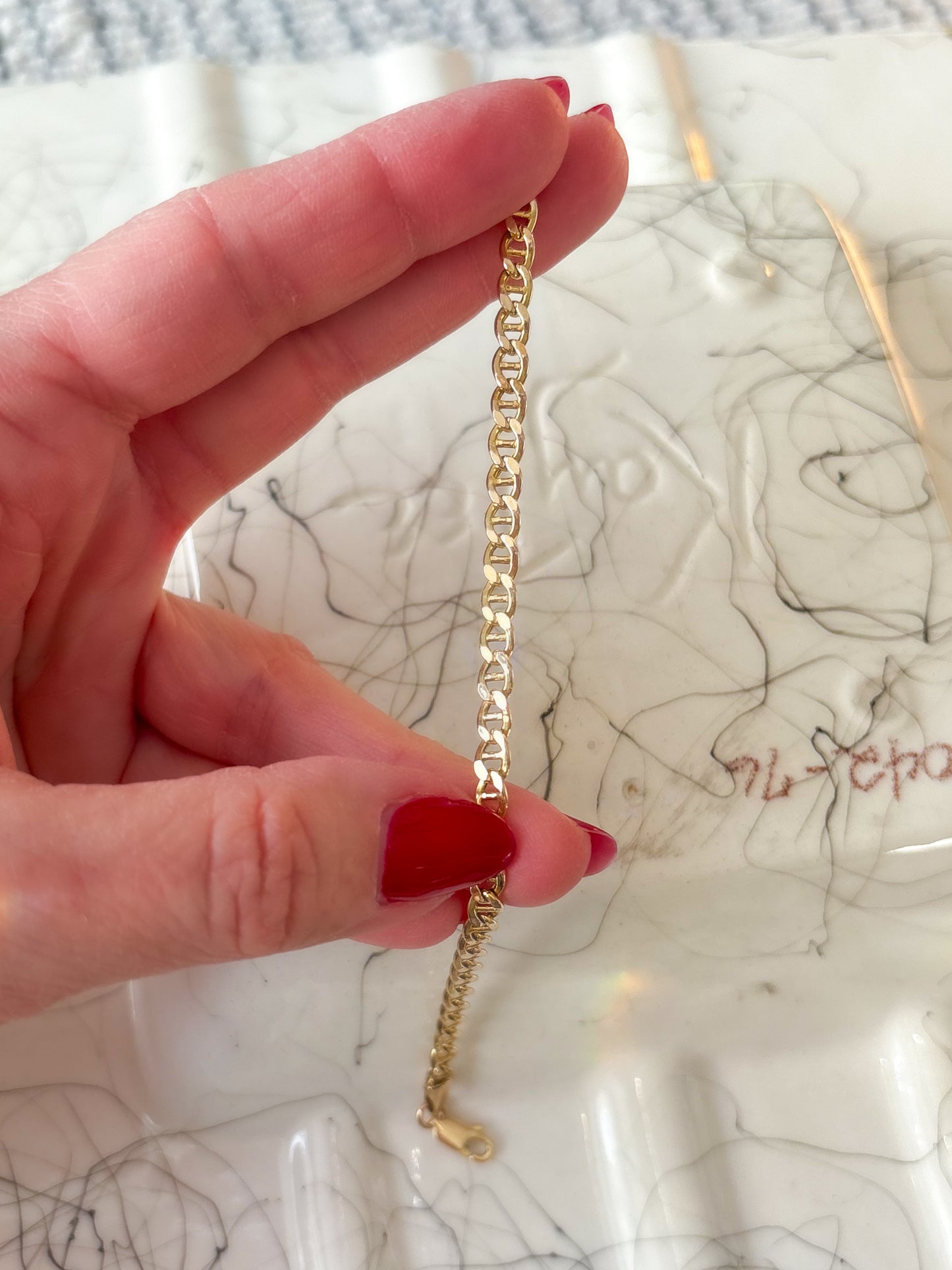 Vintage Mariner 10k Yellow Gold Chain 7.5 Inch Bracelet