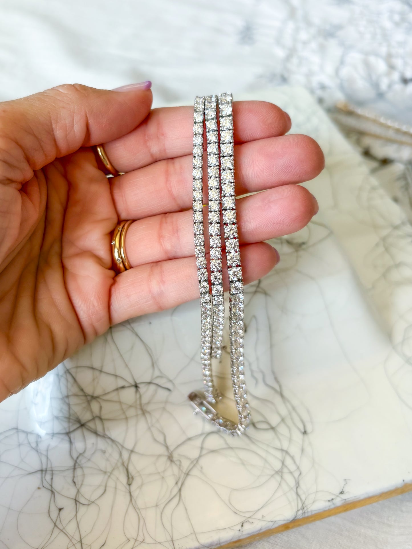 Lab Grown Round Diamond 14k White Gold 6 Carat Tennis Bracelet