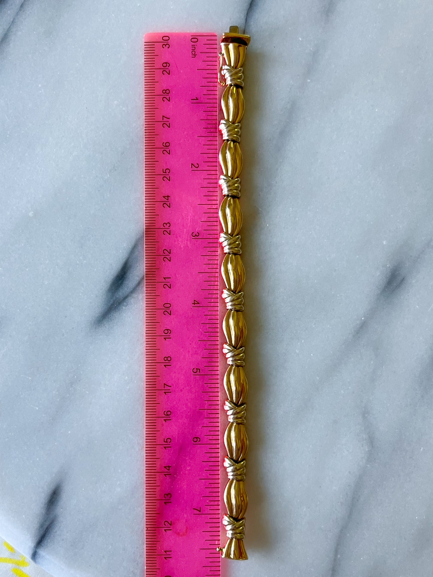 Vintage 14k Yellow and White Gold, Two Toned Chunky Bracelet