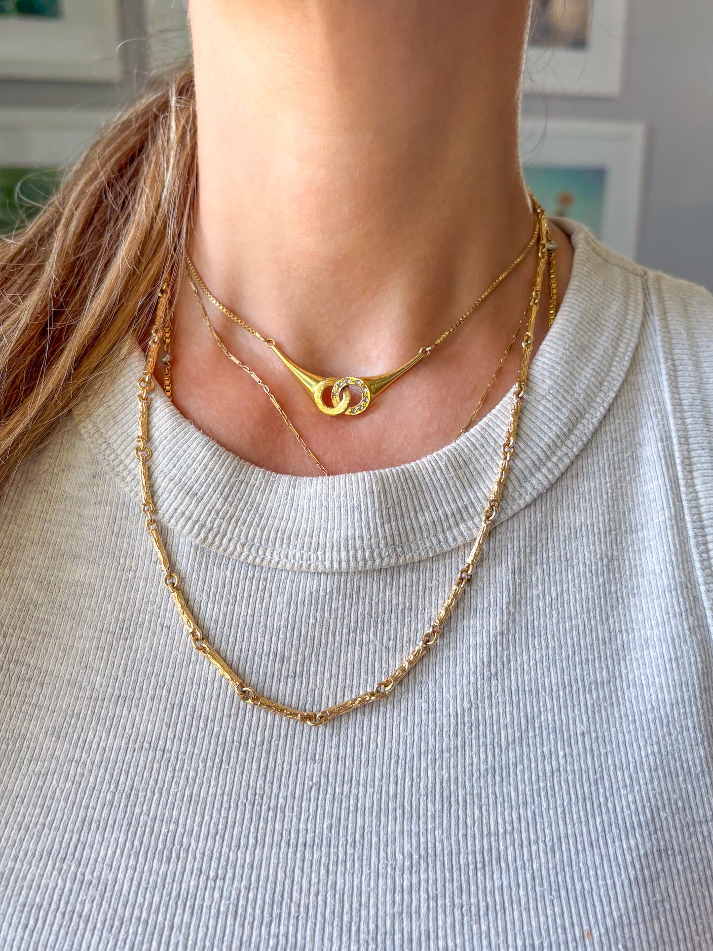 Vintage 14k Yellow Gold Bar Chain 20 Inch Necklace