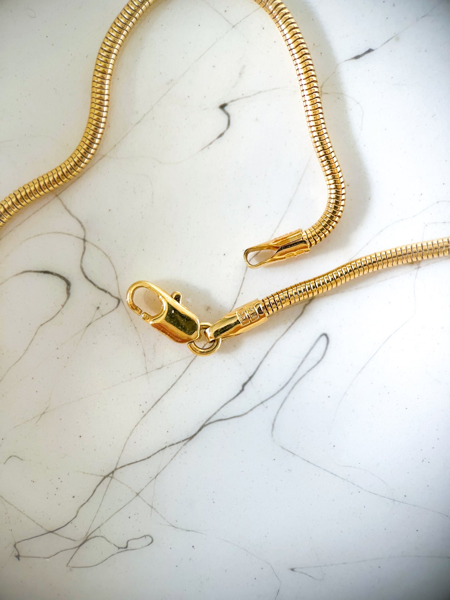 Vintage Snake Chain 14k Yellow Gold 20 Inch Necklace