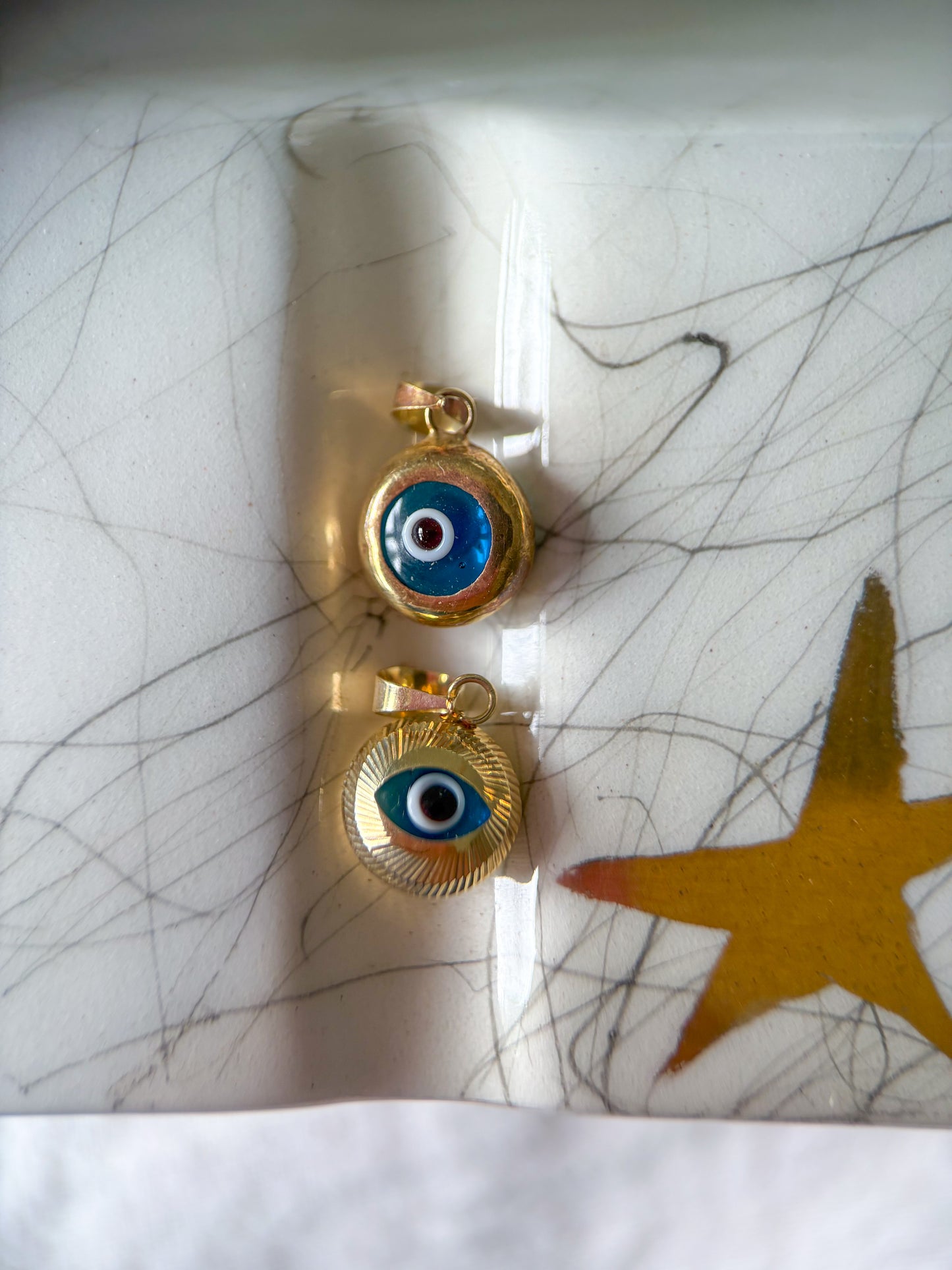 Various Circle Evil Eye 14k Yellow Gold Charms