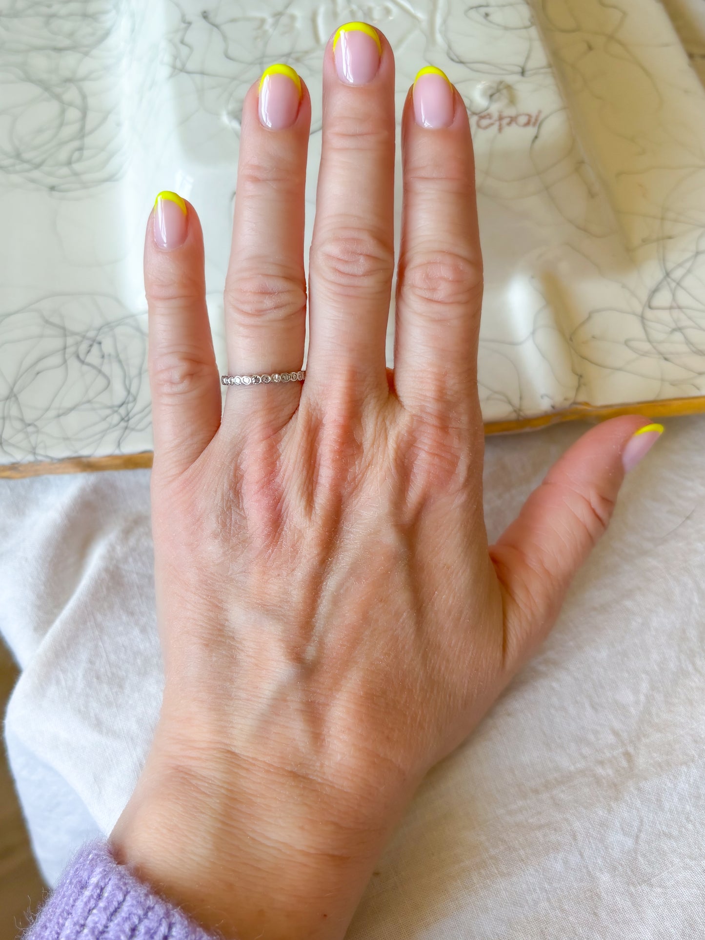 Vintage Bezel Set Natural Diamond Platinum Eternity Band, size 4 3/4