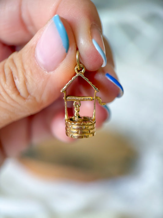 Vintage Water Well 14k Yellow Gold Charm