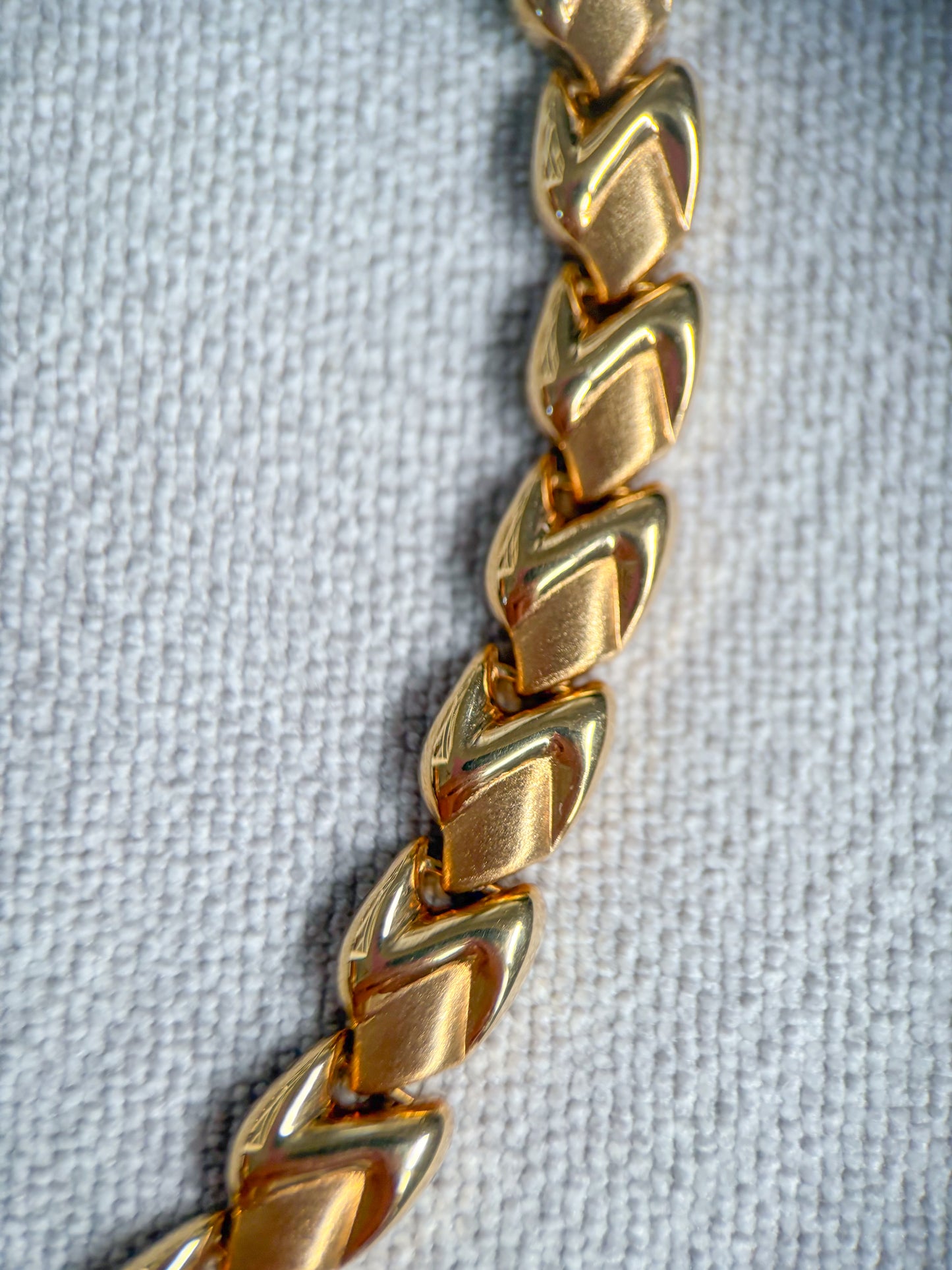 Vintage Chunky Flat Link 14k Yellow Gold 16 Inch Necklace