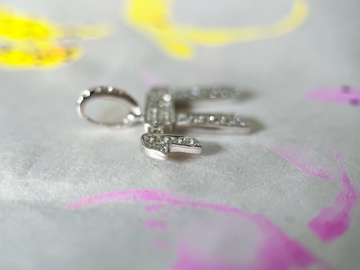 Natural Diamond Chai 14k White Gold Charm