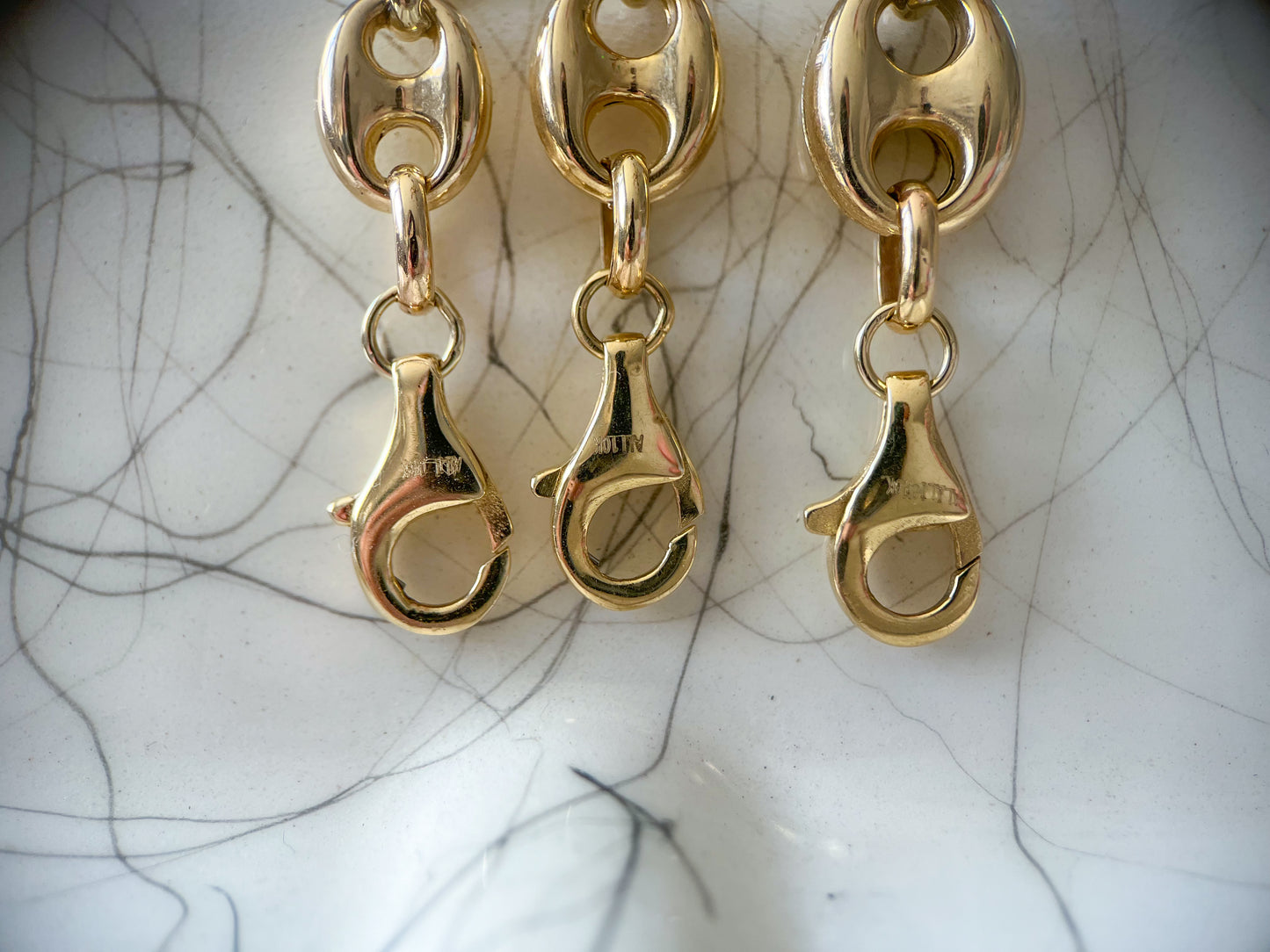 Puffed Mariner 10k Yellow Gold Chain 8 Inch Bracelets - 2 Widths Left