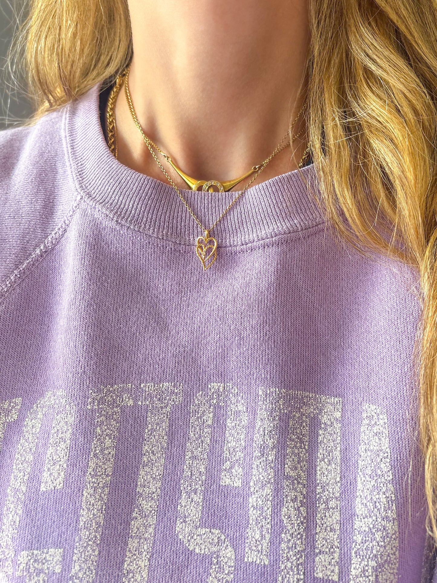 Vintage Intertwined Hearts with Natural Diamond 14k Yellow Gold Charm