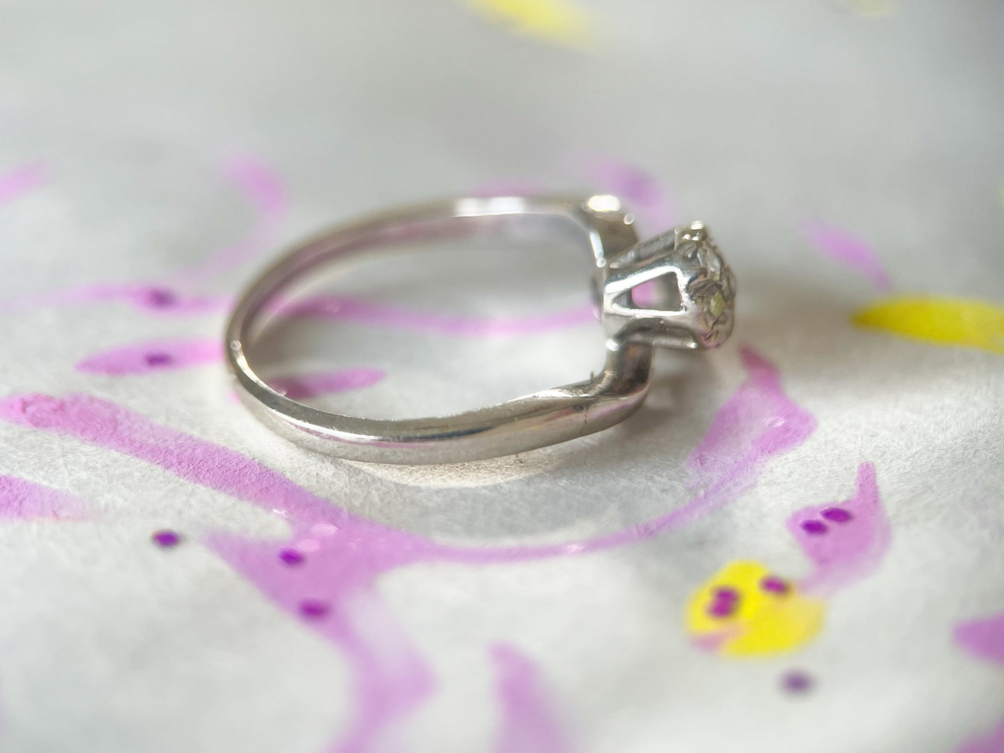 Vintage Natural Diamond 14k White Gold Ring