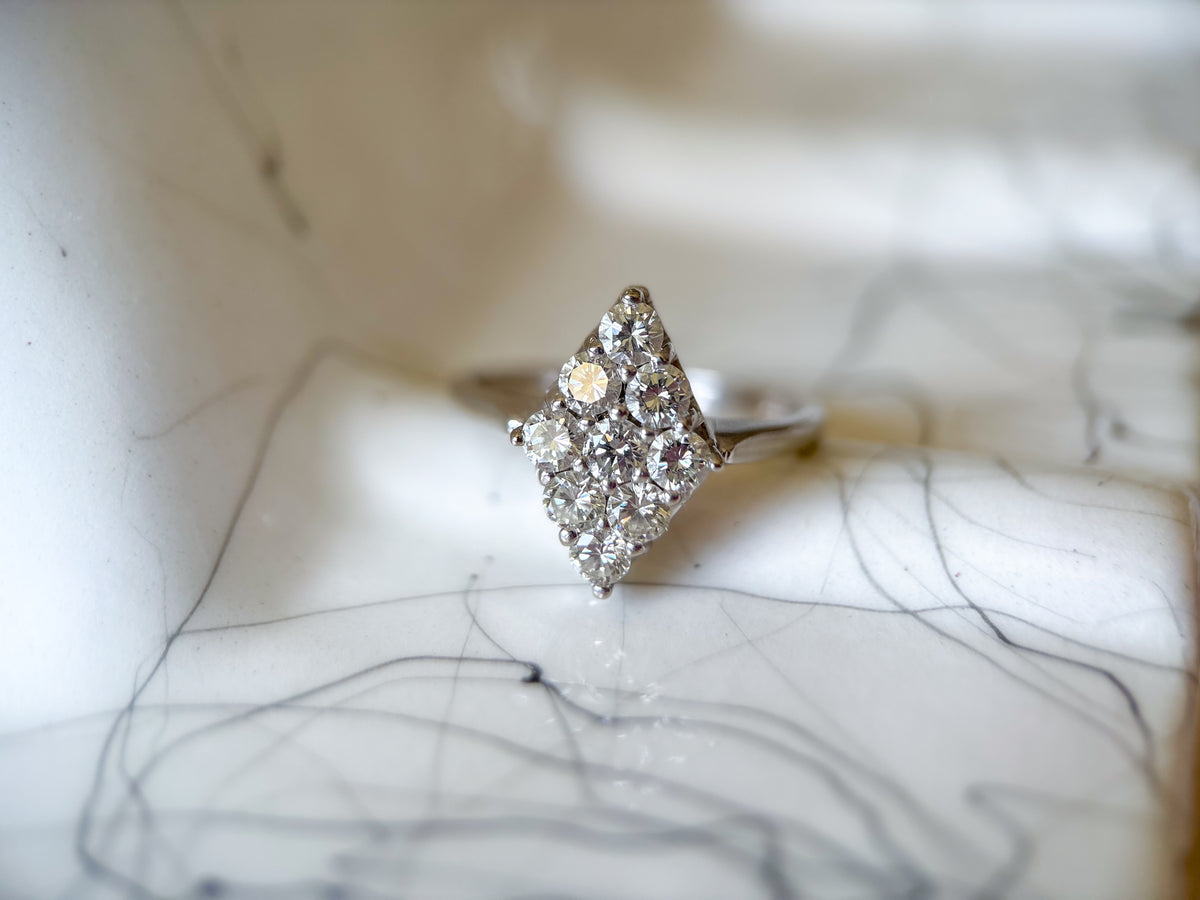 Vintage Natural Diamond 14k White Gold Ring