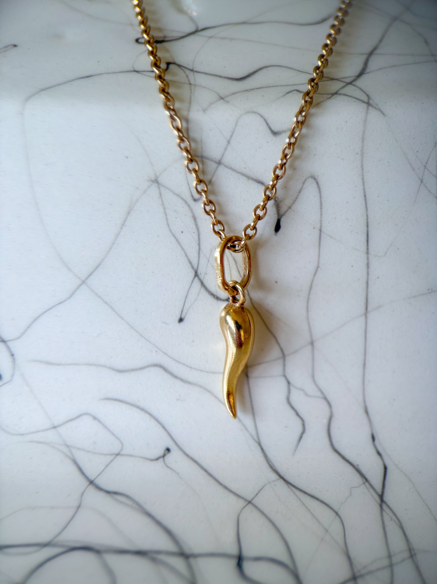 Vintage MINI Italian Horn 10k Yellow Gold Charm