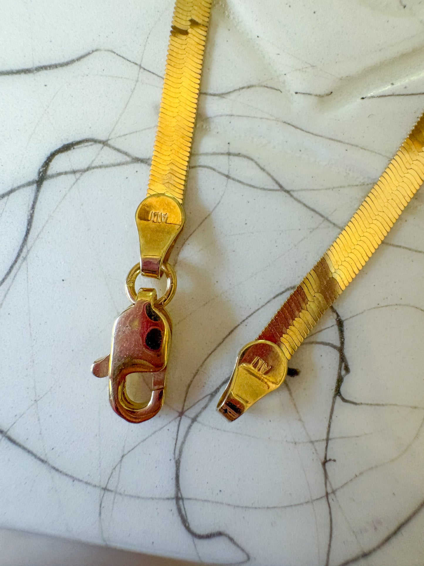 Herringbone Greek Style 10k Yellow Gold 7 Inch Bracelet