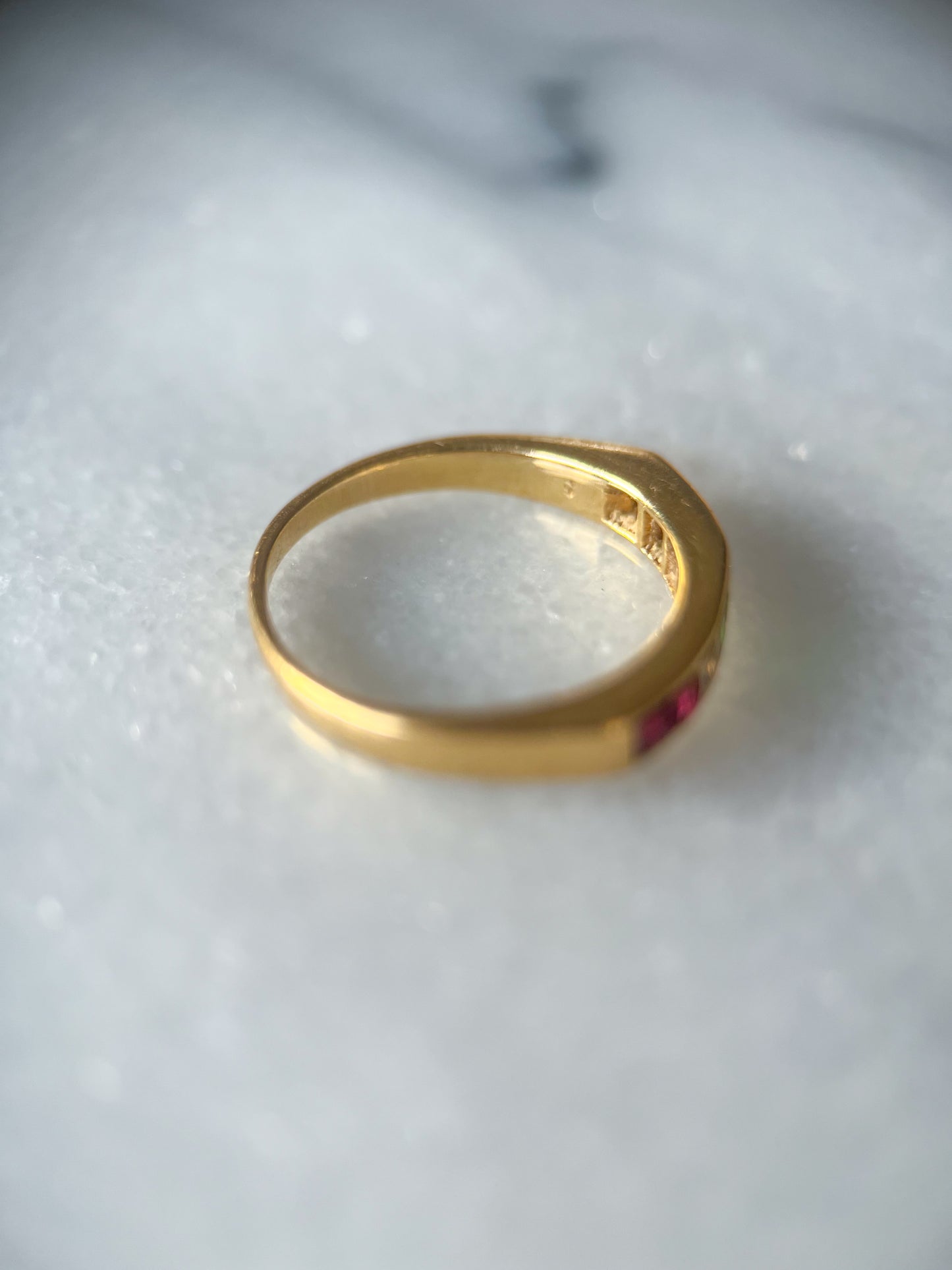 Vintage Natural Diamond, Ruby, Emerald and Sapphire 14k Yellow Gold Ring