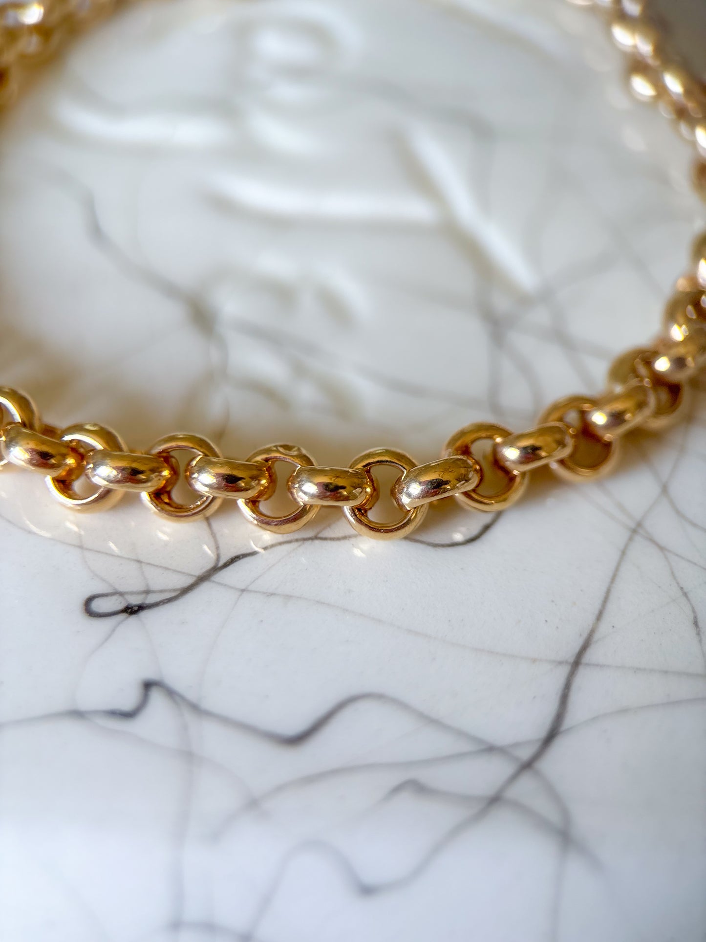 Vintage Rolo Chain 14k Yellow Gold 7 Inch Bracelet