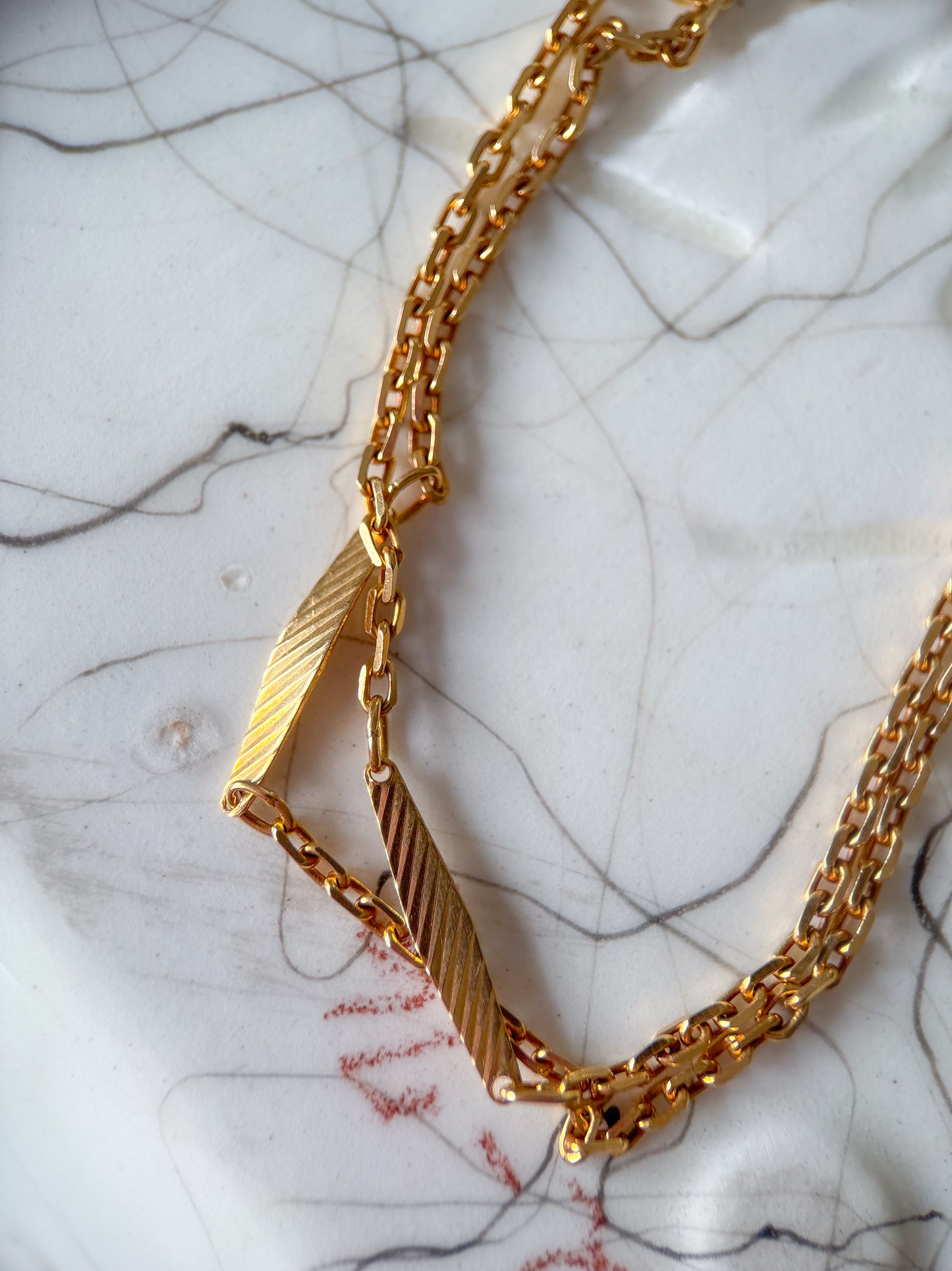 Vintage 18k Yellow Gold Bar Chain 20 Inch Necklace