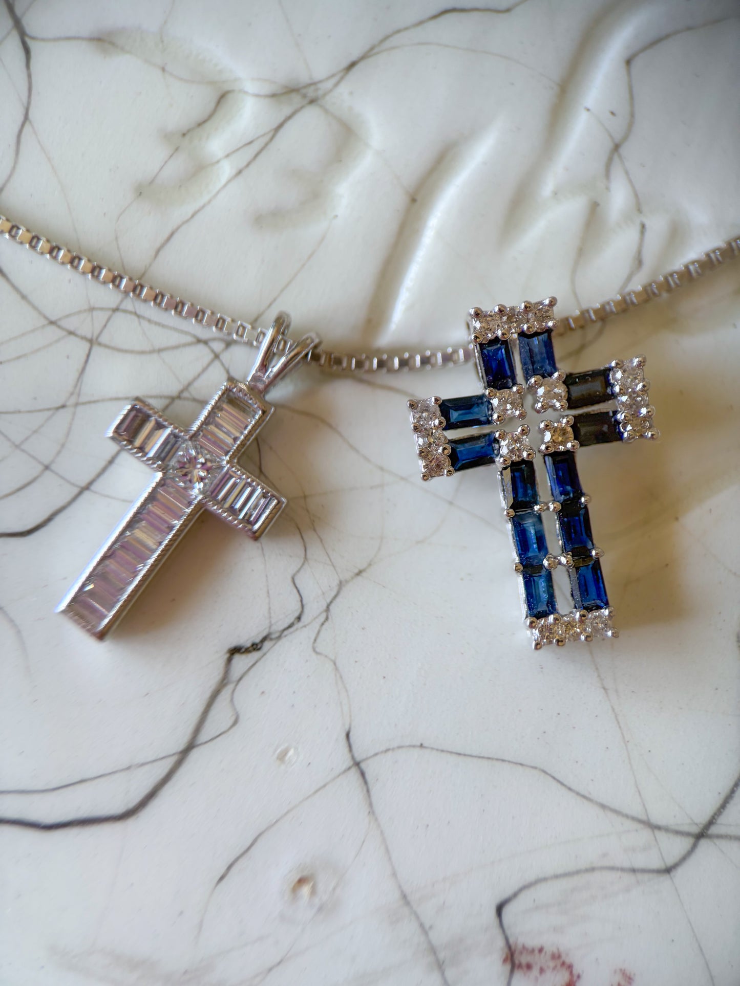 Vintage 14k White Gold Cross Charms