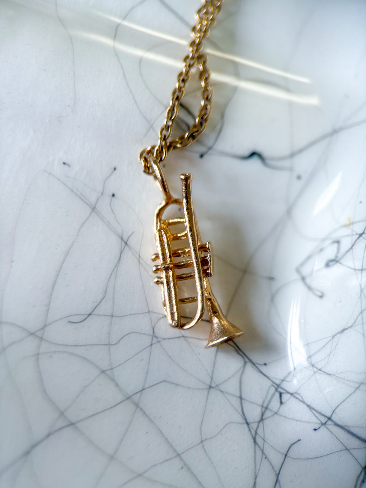 Vintage Trumpet 14k Yellow Gold Charm