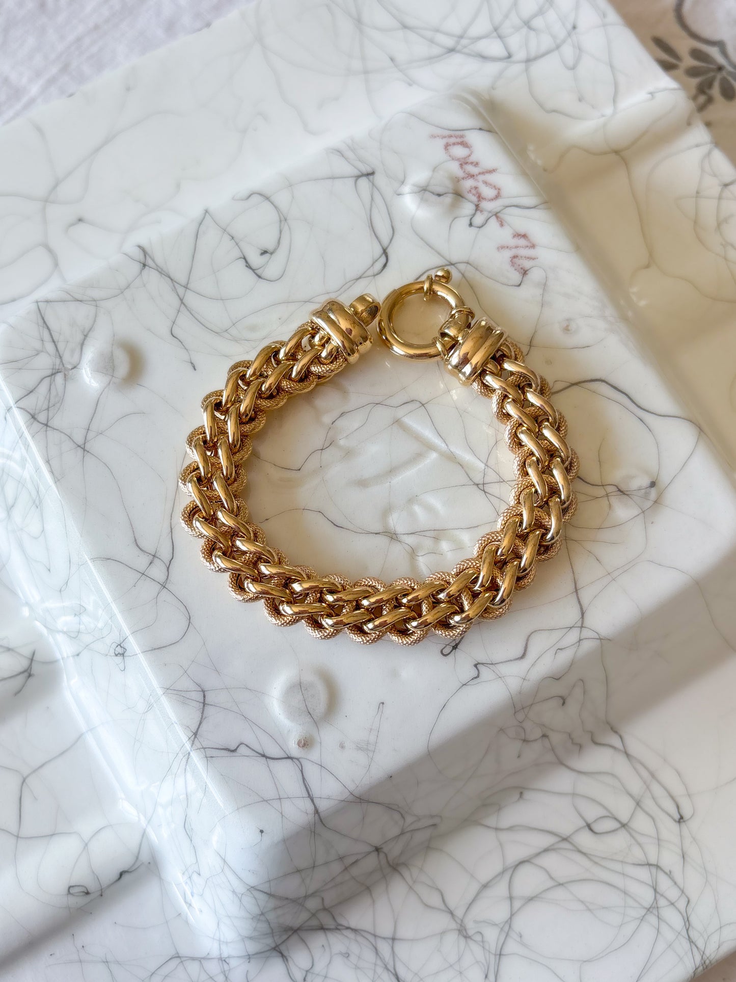 Vintage Super Chunky Braided 14k Yellow Gold 7 Inch Bracelet