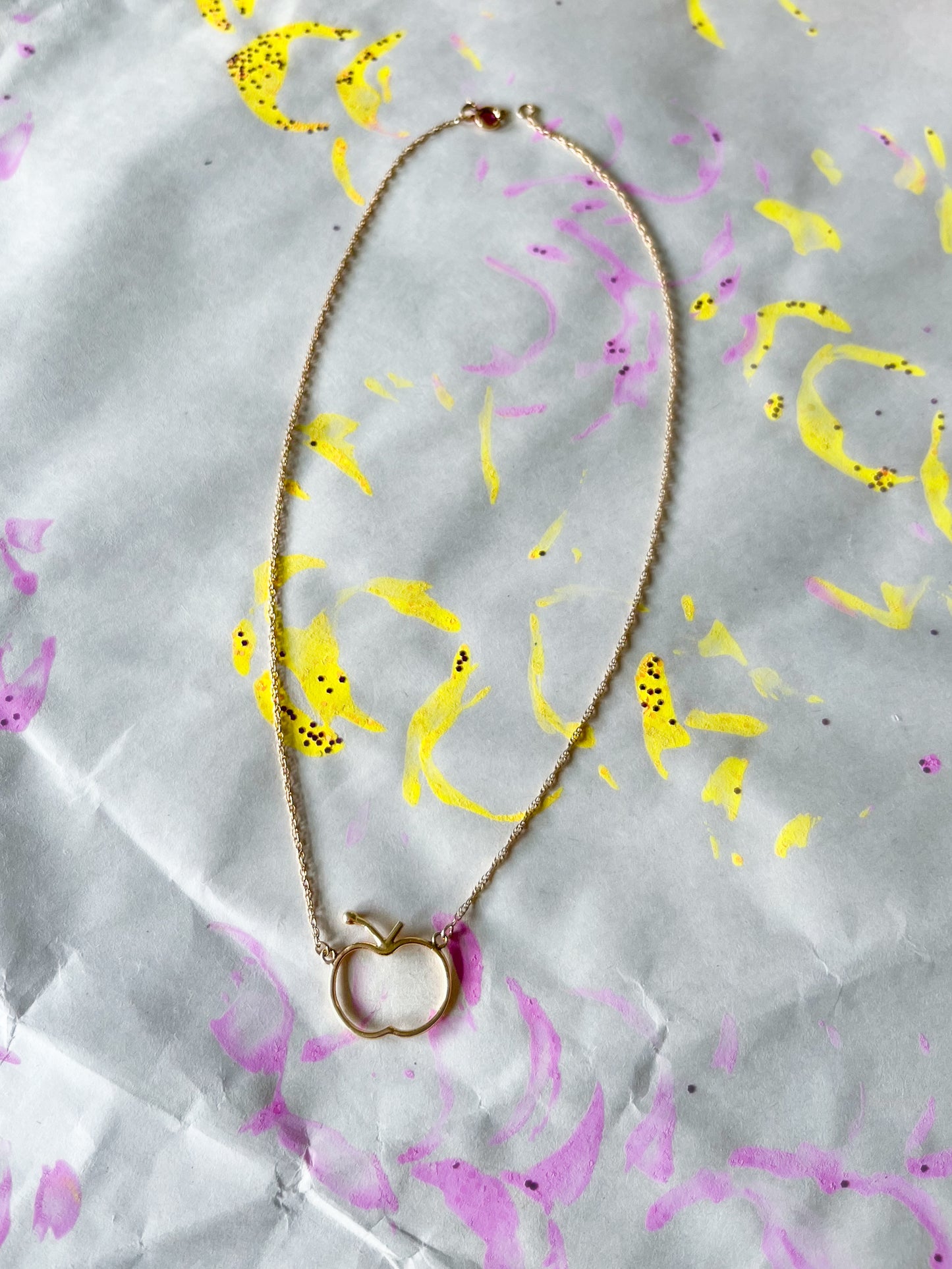 Vintage 14k Apple Charm on 10k Chain Necklace