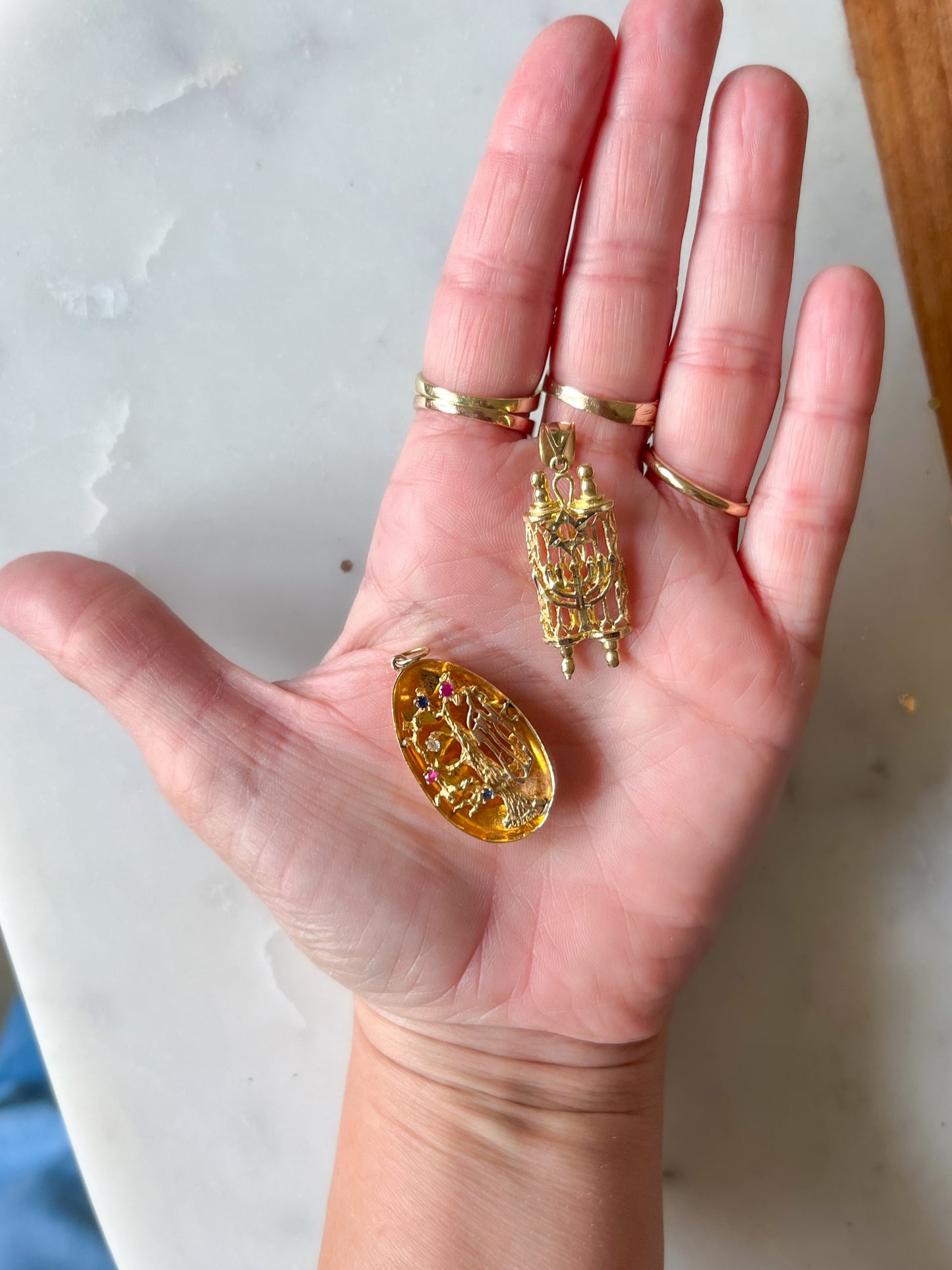 Vintage Large Tree of Life 14k Yellow Gold Judaica Charm