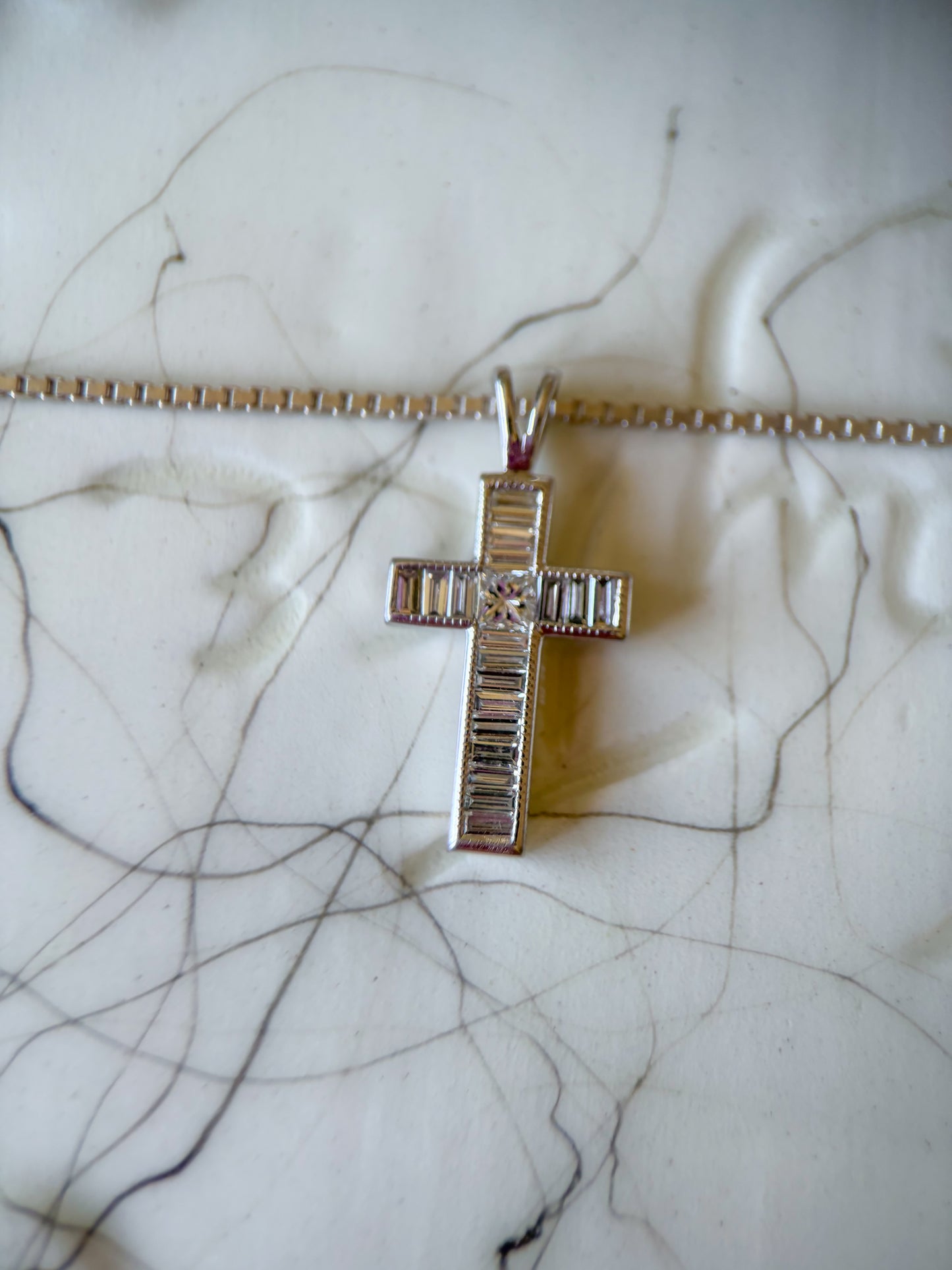 Vintage 14k White Gold Cross Charms