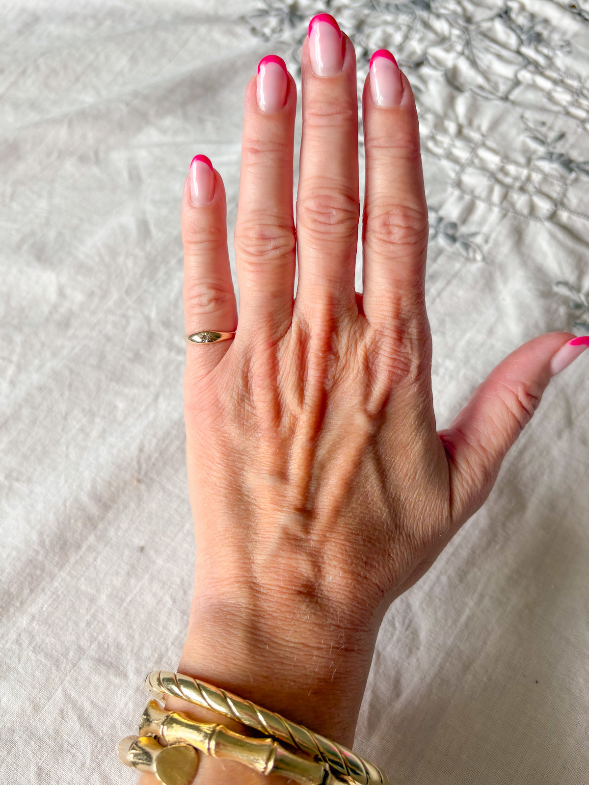 Vintage 10k Yellow Gold Starburst Diamond Pinky Ring