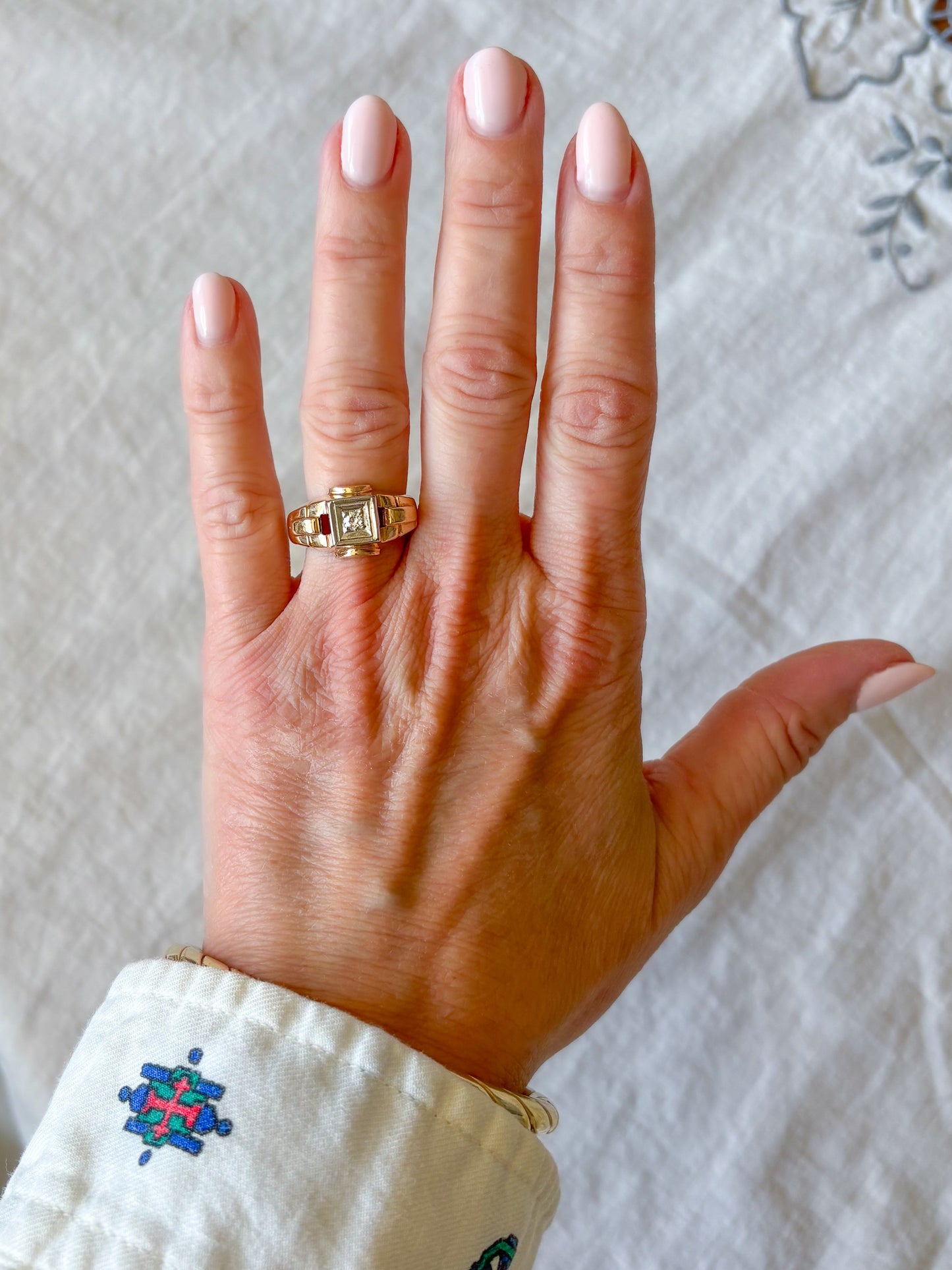 Vintage Natural Diamond 14k Yellow Gold Ring