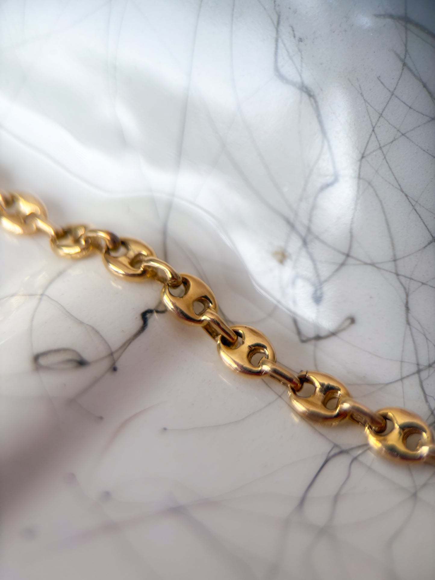 Vintage Puffed Mariner 14k Yellow Gold Mariner Chain 7 Inch Bracelet