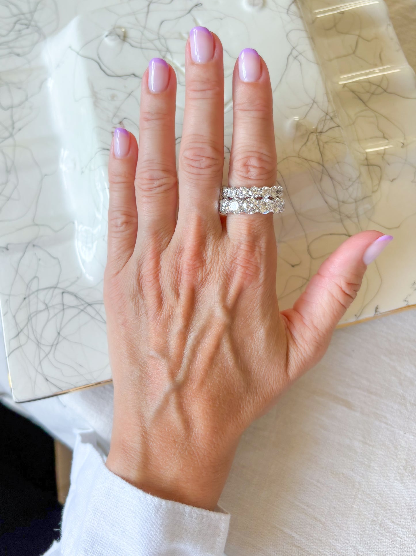 Lab Grown Diamond 14k White Gold Round 9 Carat Eternity Band