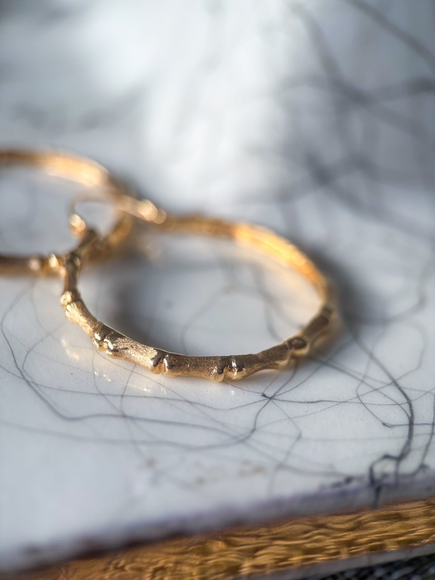 Vintage Bamboo 14k Yellow Gold Hoop Earrings