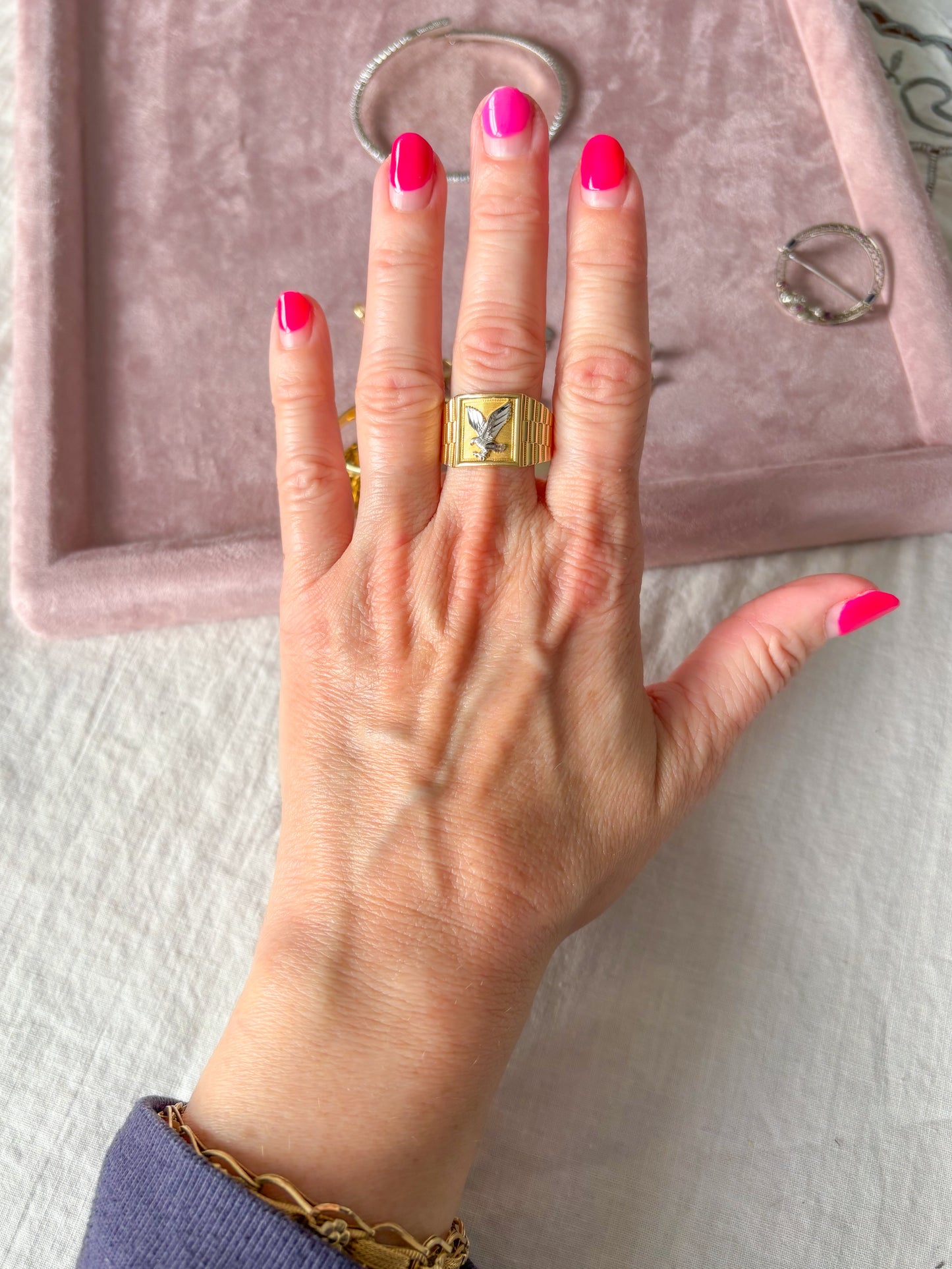 Vintage Eagle 14k Yellow Gold Men's Ring