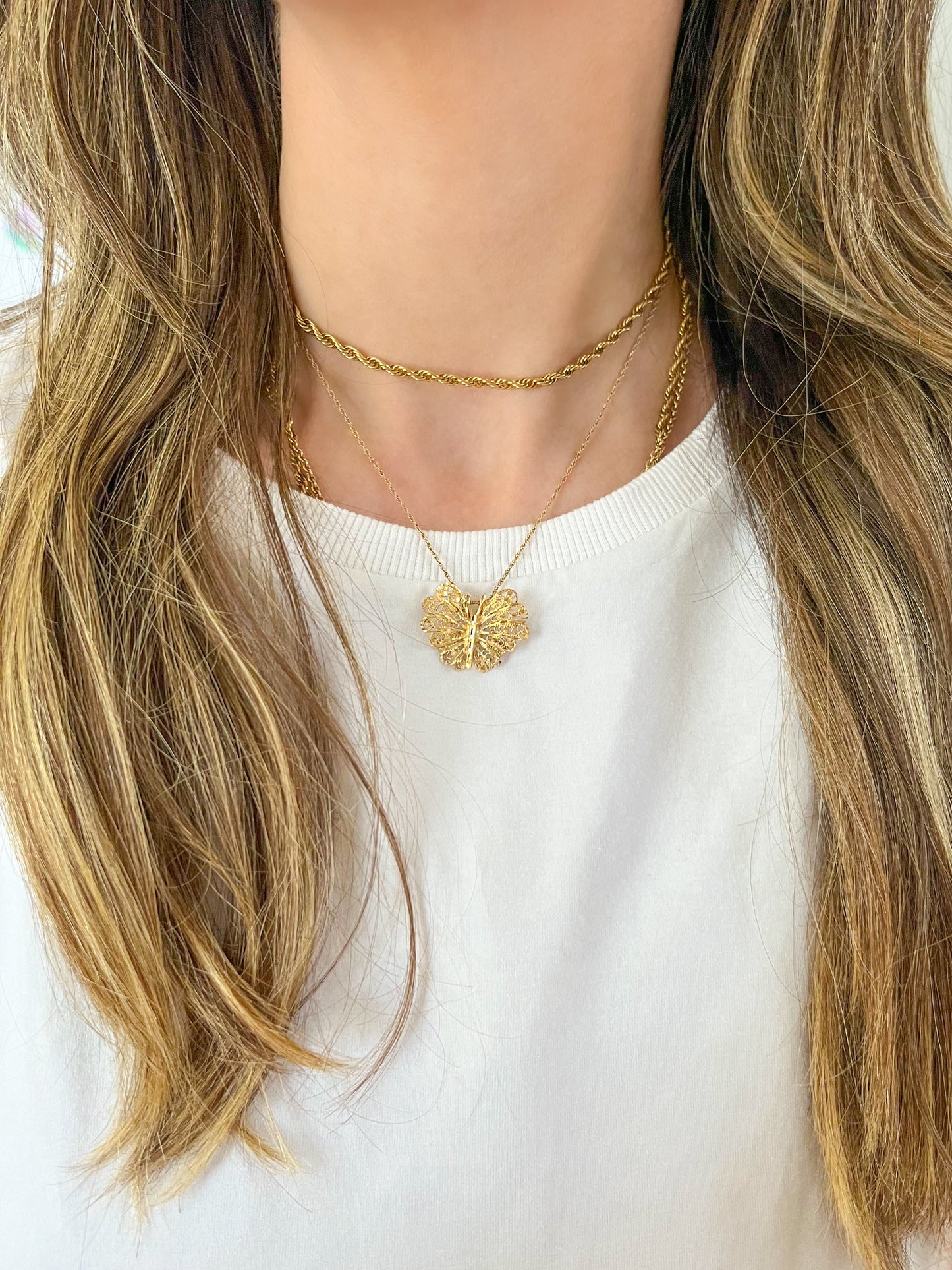 Vintage Butterfly Filigree 14k Yellow Gold Charm