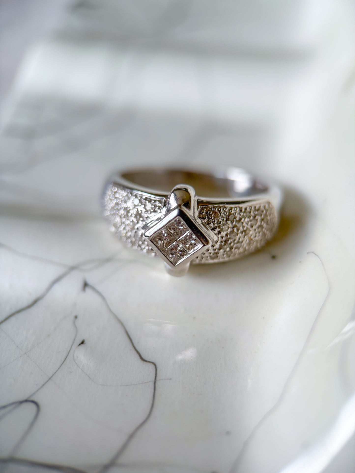 Vintage Natural Diamond 14k White Gold Ring